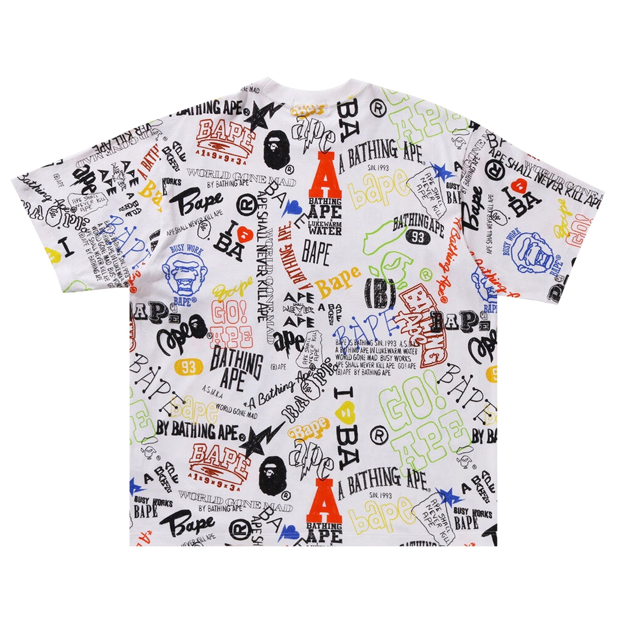 BAPE Hand Draw Pattern Relaxed Fit Tee 'White' - 2