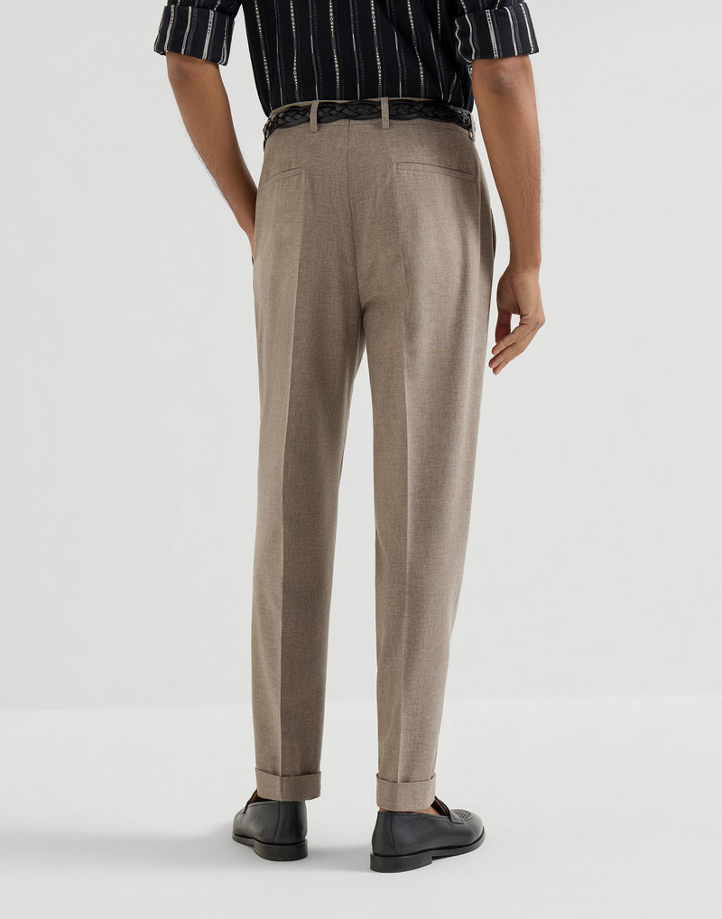 Virgin wool, cotton and silk mouliné trousers with pleat 3