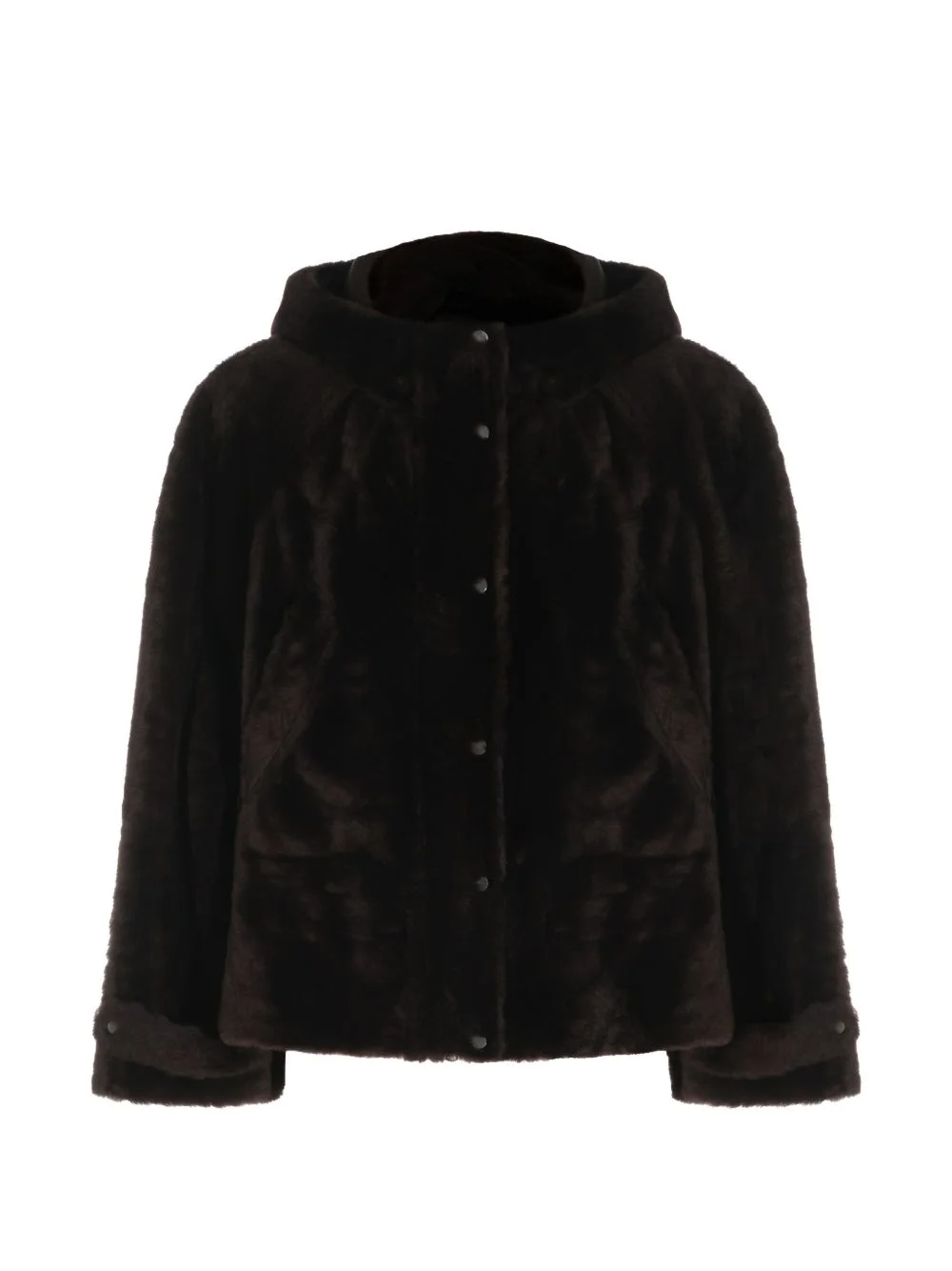hooded shearling jacket - 1