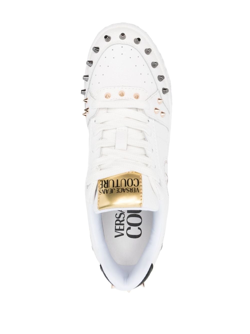 spiked stud-design leather sneakers - 4