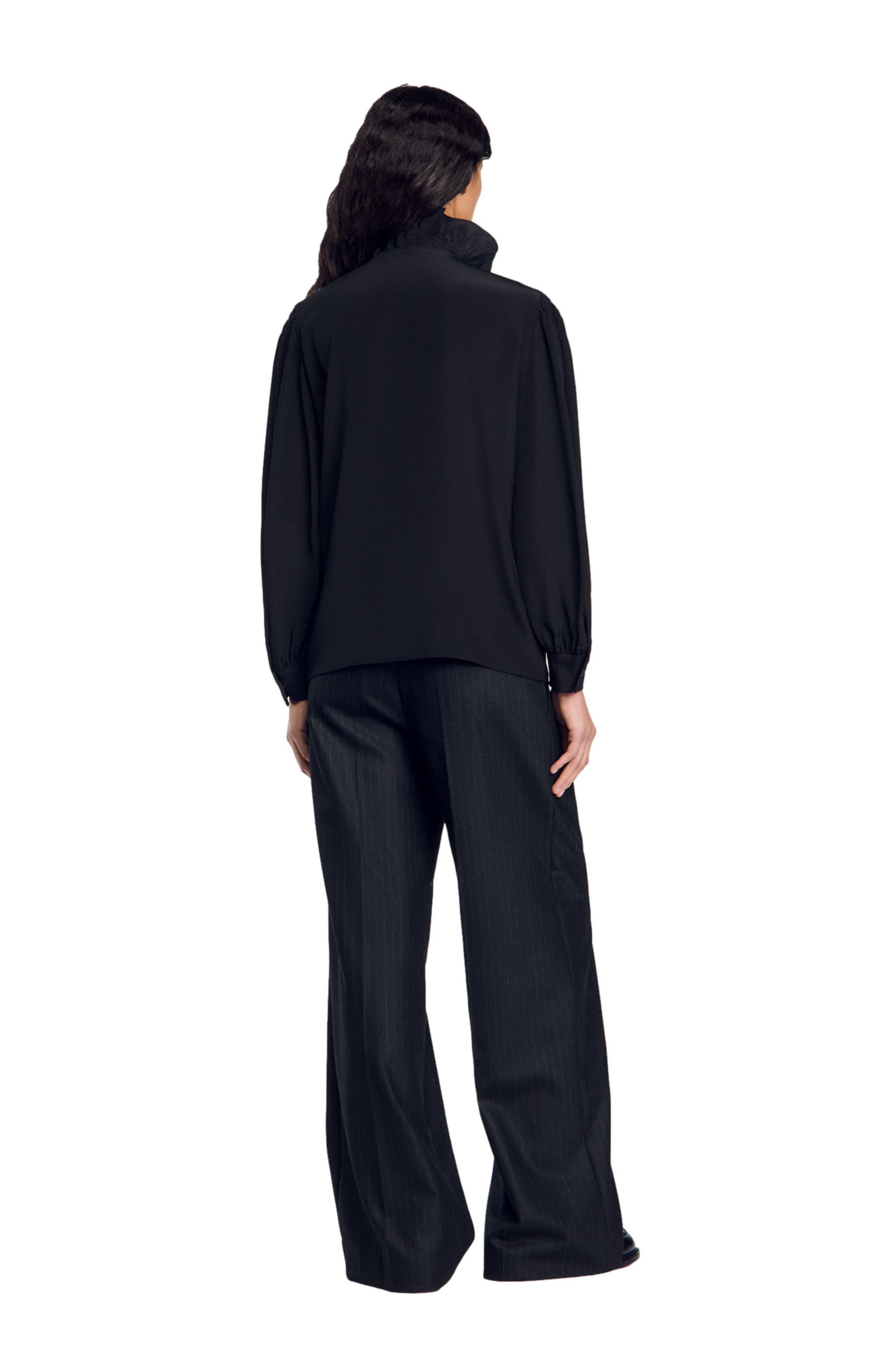 SANDRO Floaty silk shirt in Black at Nordstrom - 2