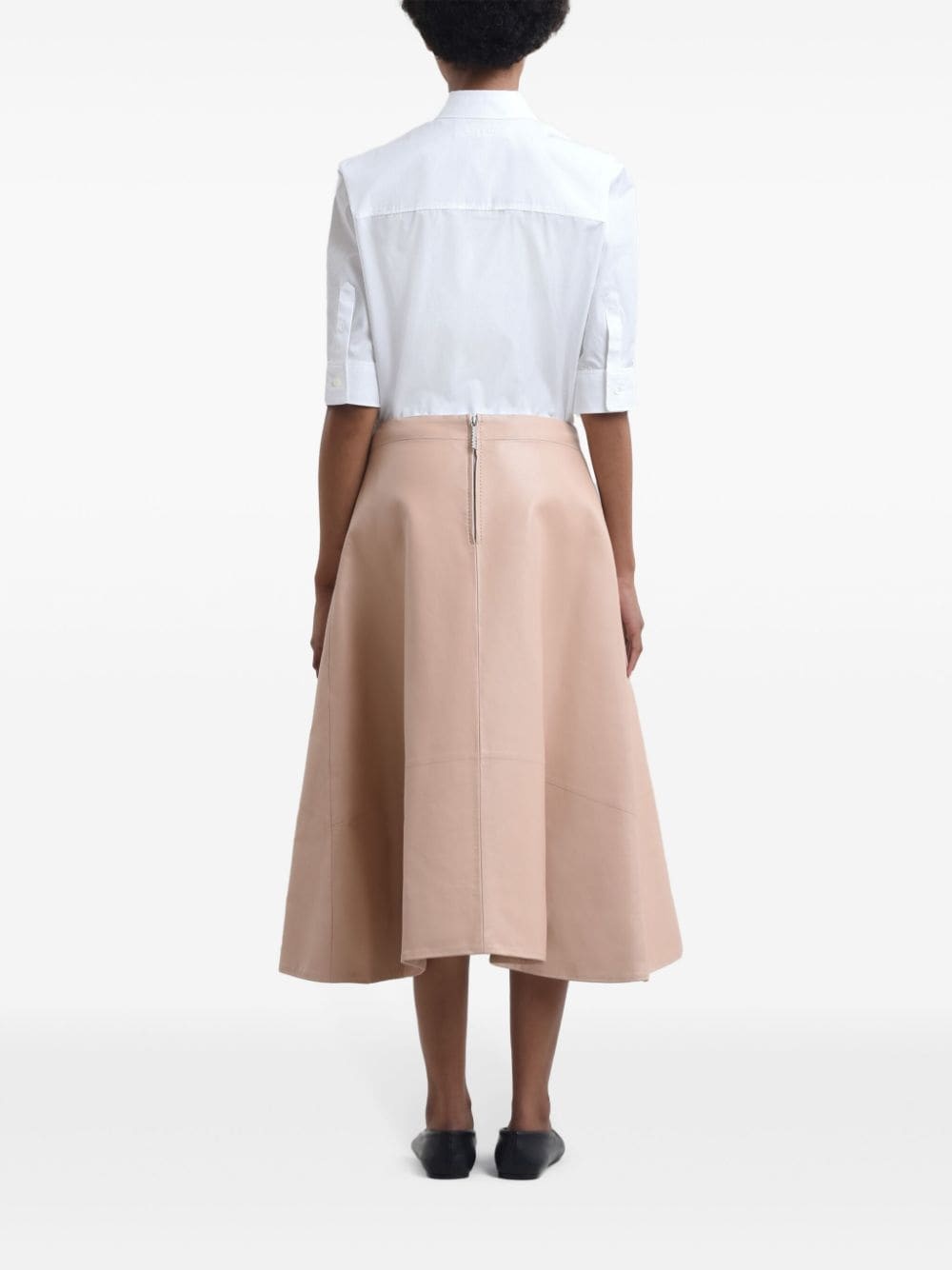 A-Line leather midi skirt - 4