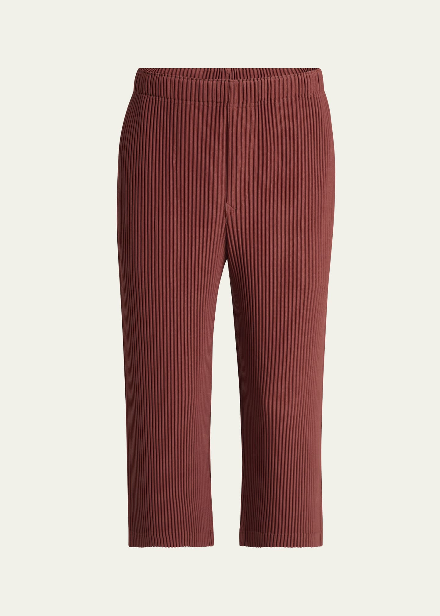 Men's Cropped Brown Pleated Trousers - 1