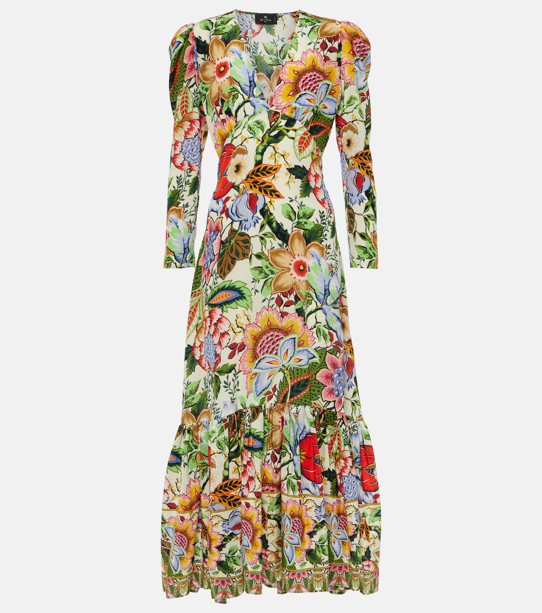 Floral silk midi dress - 1