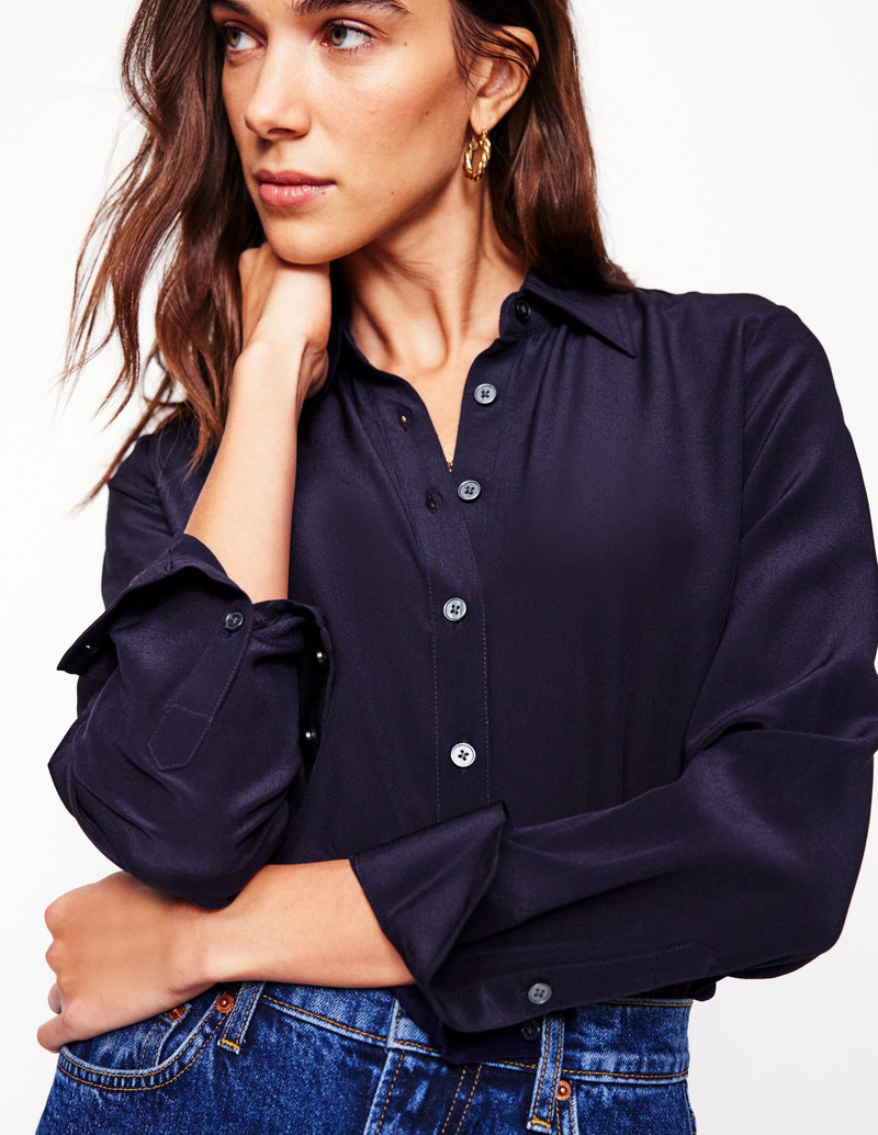 Sienna Silk Shirt-Navy 3