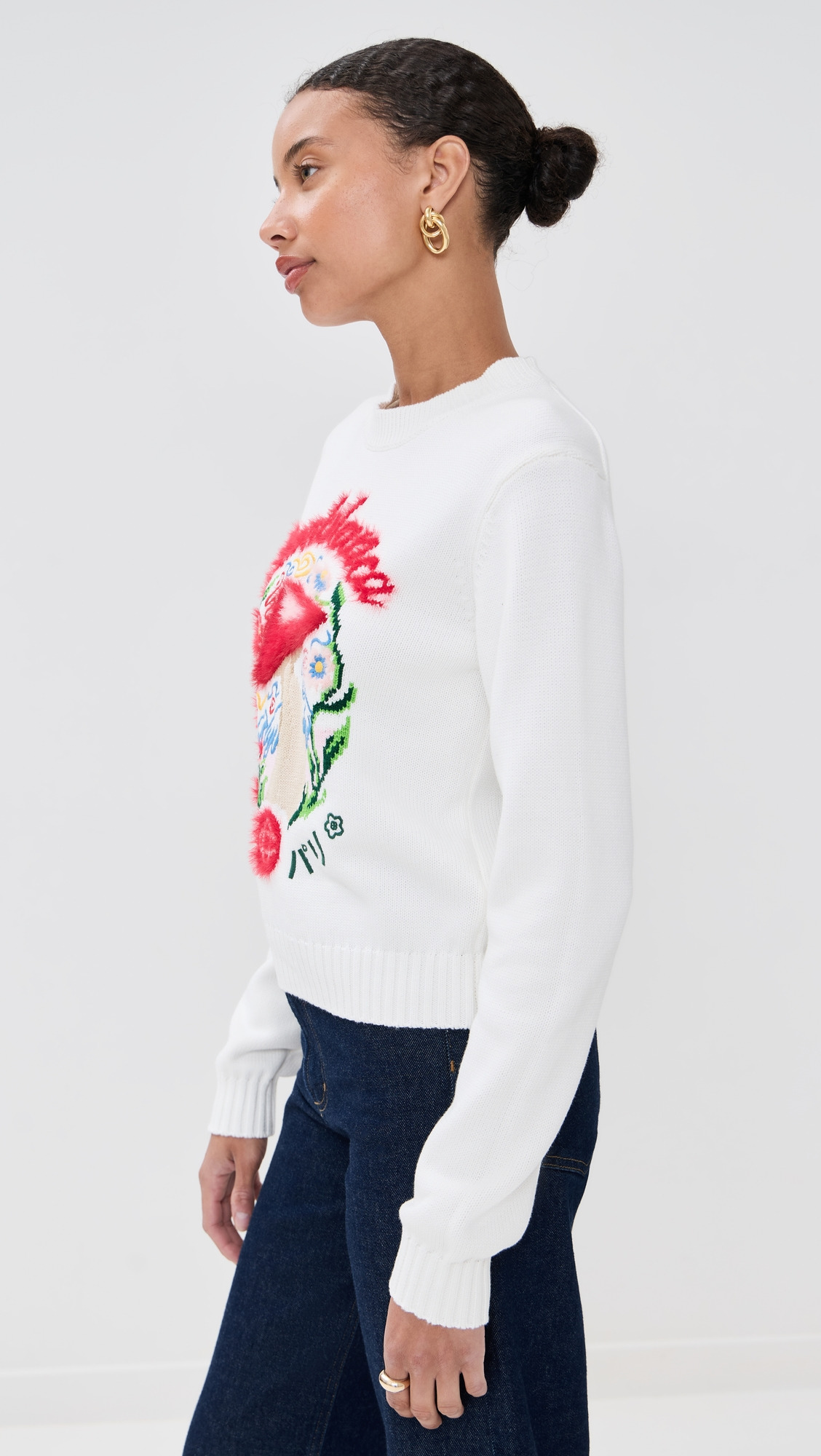 Mushroom Emblem Intarsia Crew Sweatshirt - 3