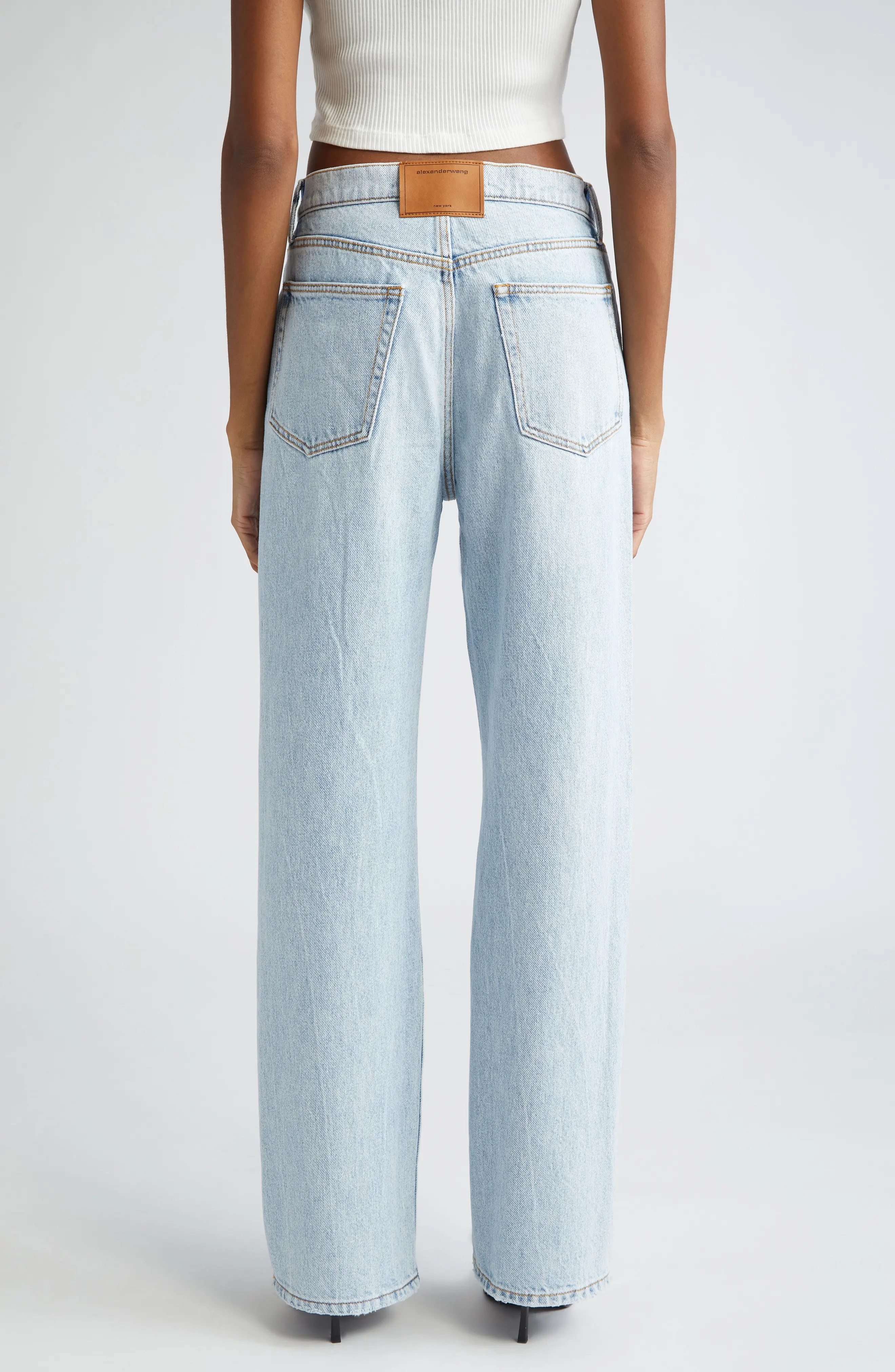 Alexander Wang EZ Slouch Cutout Logo Jeans | nordstrom