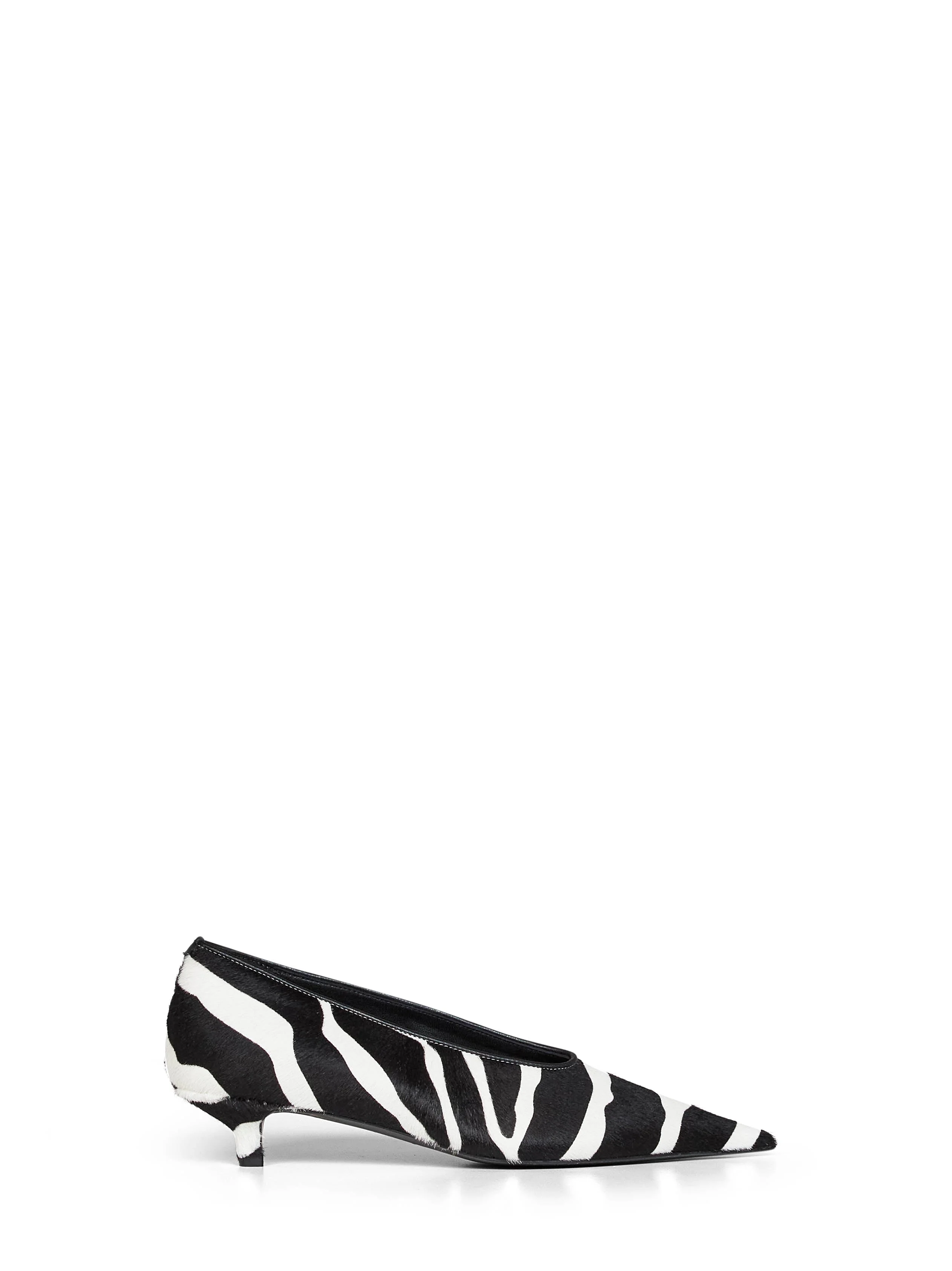 Zebra-print pony hair Sharp kitten-heel pumps - 1