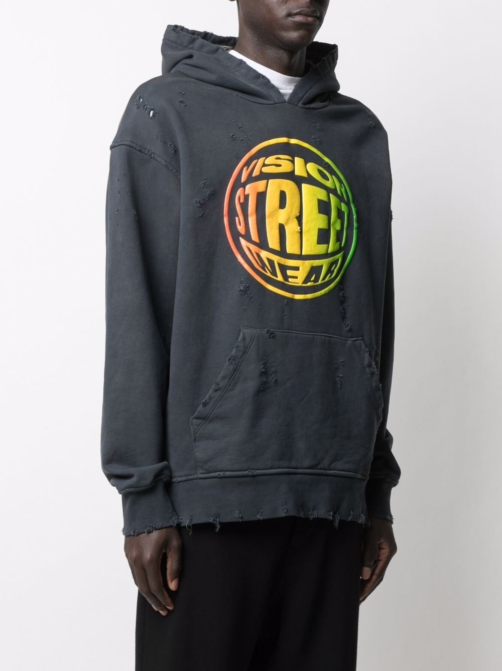ripped-detail hoodie - 3