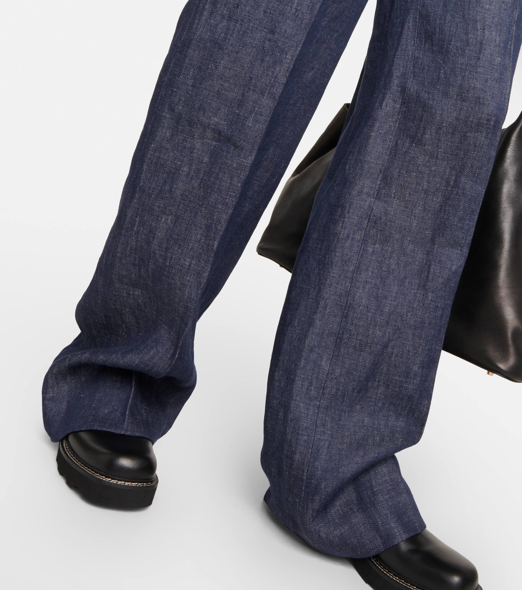 Belted high-rise wide-leg linen pants - 5