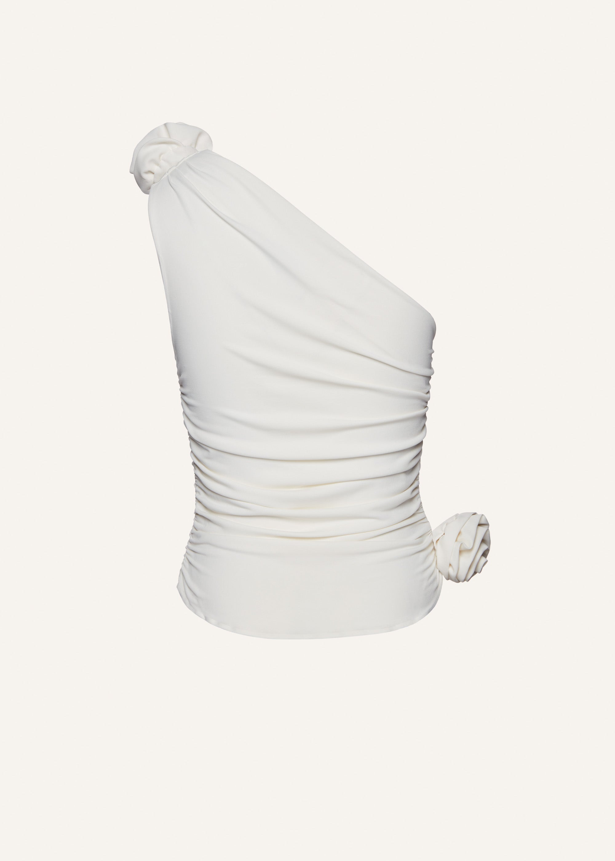 One shoulder tshirt in cream - 2