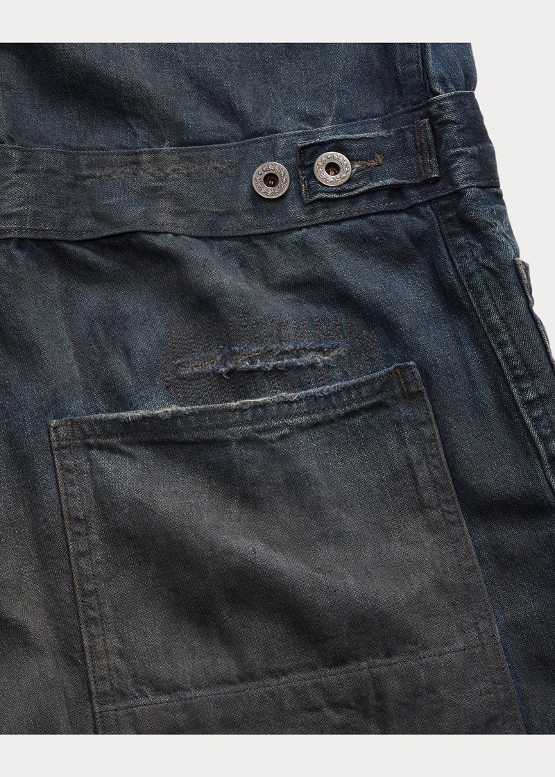 Distressed Boweman Indigo Denim Coverall 5