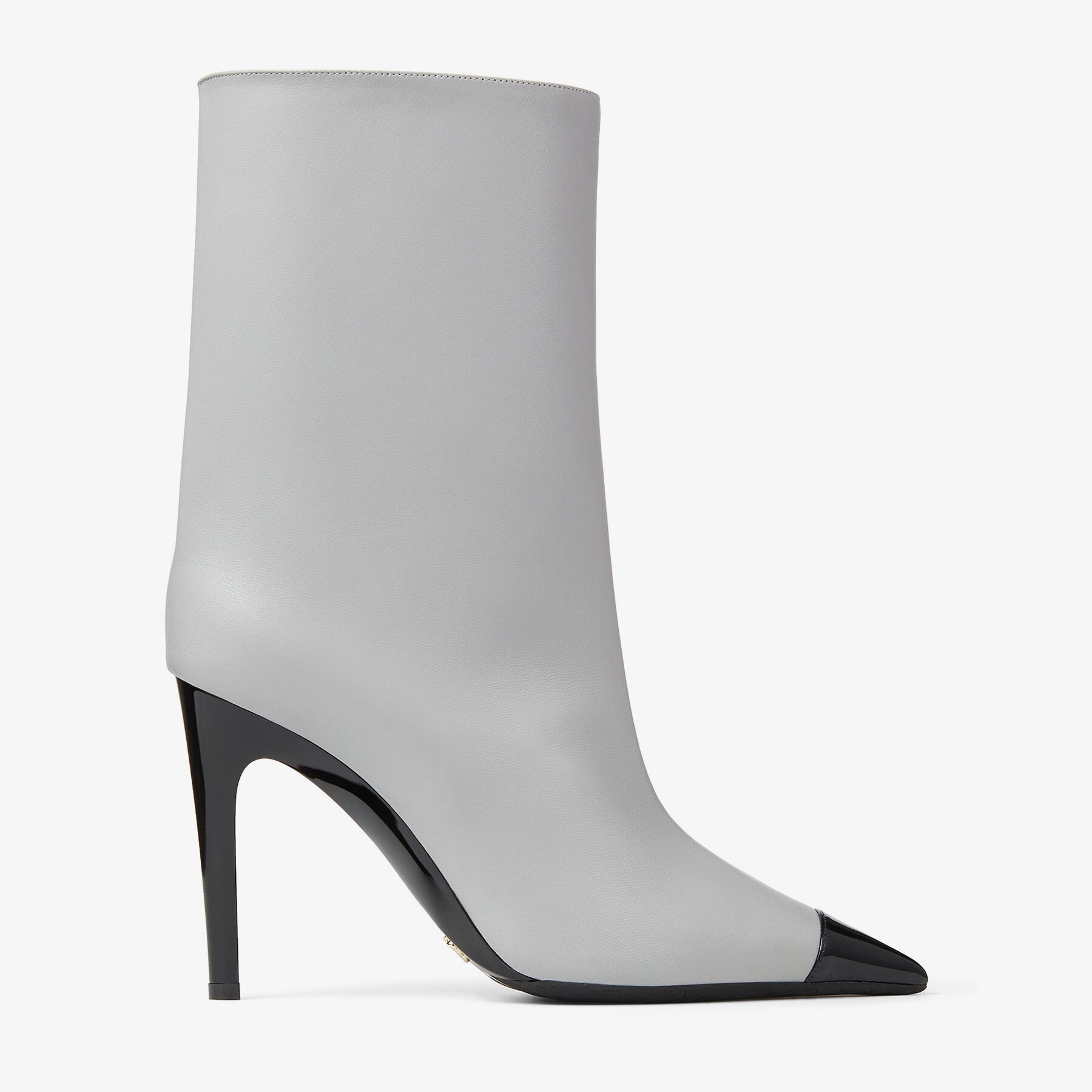 Cierra 100
Marl Grey Luxe Nappa Leather Boots with Black Patent Heel and Toe Detail - 1