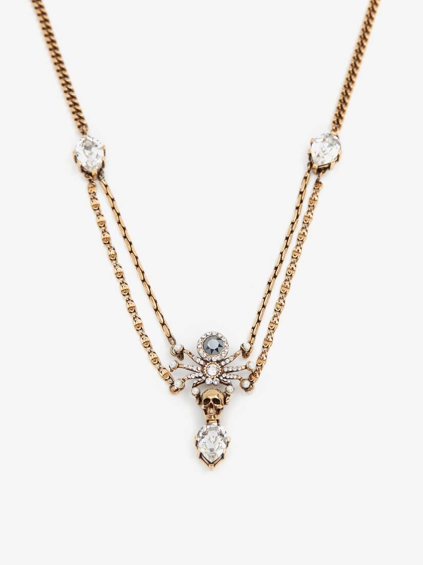 Jewelled Spider Necklace in Gold - 2