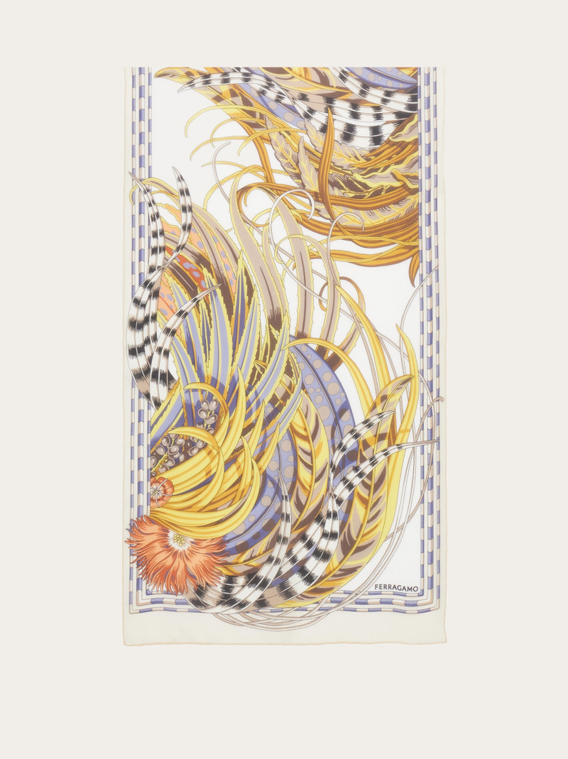 FERRAGAMO Rooster print silk scarf outlook