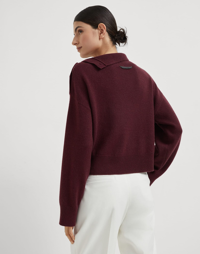 Brunello Cucinelli Cashmere cropped turtleneck sweater with shiny detail outlook
