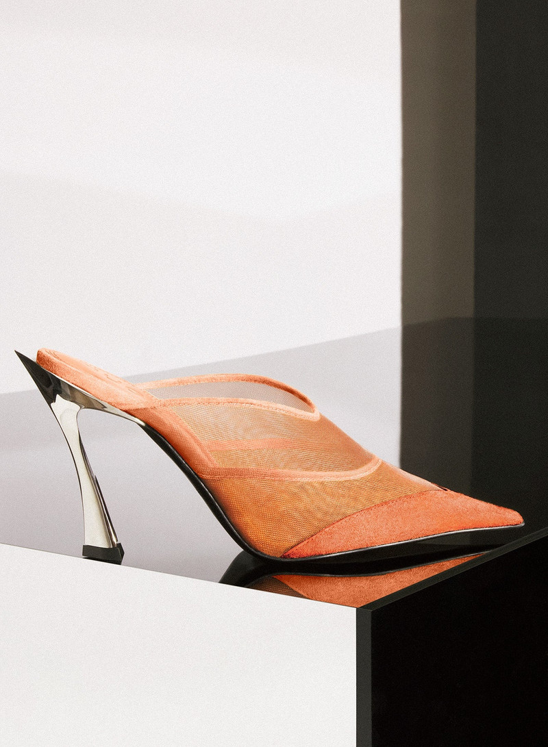 Cinnamon mesh Fang 95 mules 1