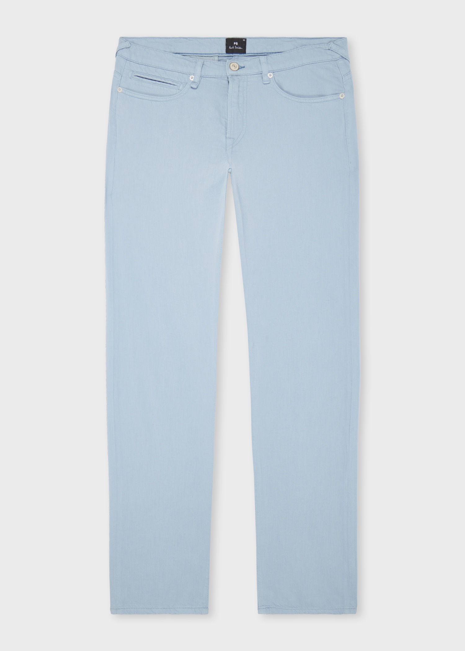 Tapered-Fit Light Blue Cotton-Linen Jeans - 1