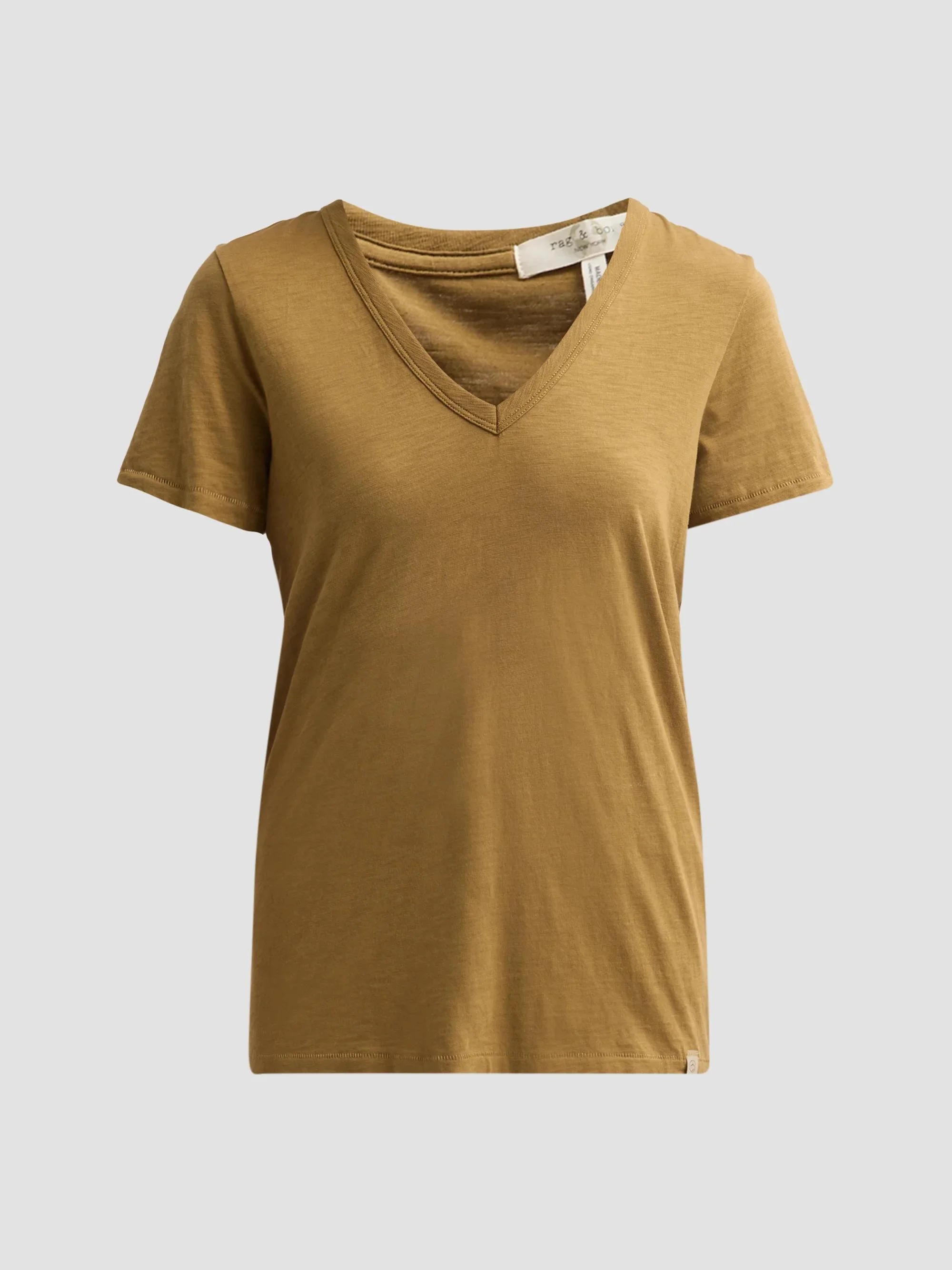 Women's The Slub Vee V-Neck T-Shirt - Golden Khaki - 1