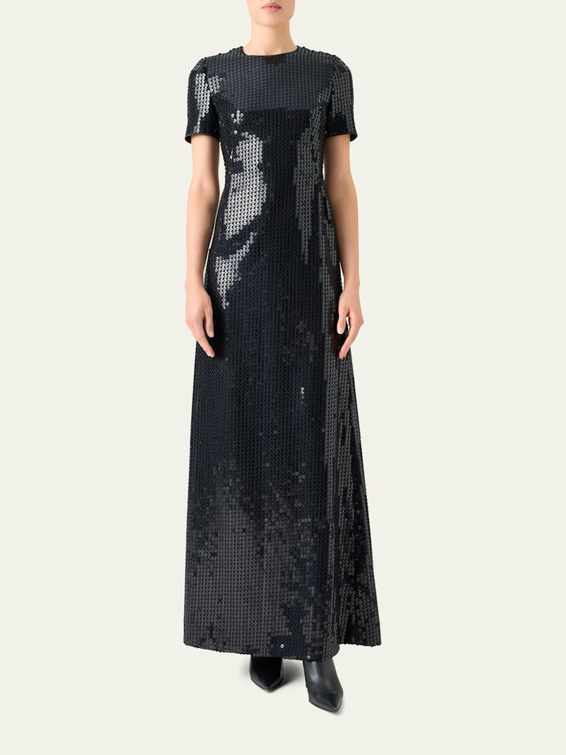 AKRIS Short-Sleeve Corded Sequin Gown outlook