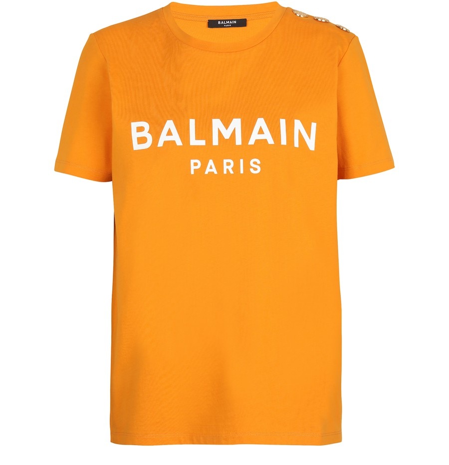 Eco-responsible cotton T-shirt with Balmain logo print - 1