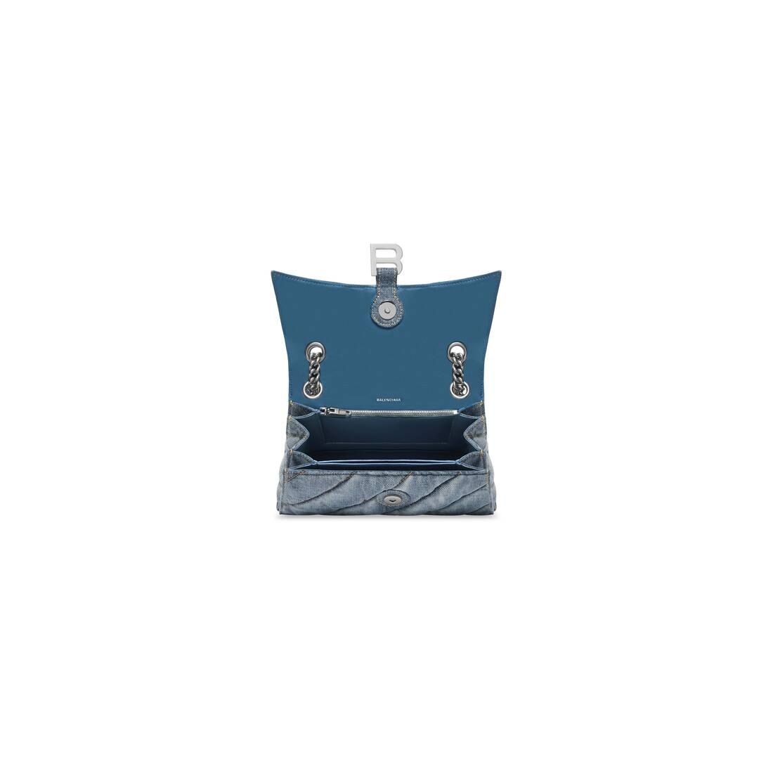 Women's Crush Small Chain Bag Quilted Denim in Blue - 7