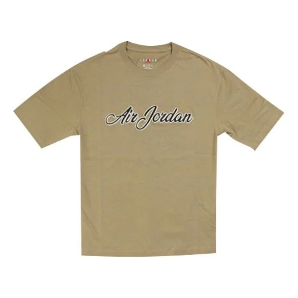 Air Jordan Remastered Logo Embroidered Round Neck Short Sleeve Olive Green CJ6218-225 - 1