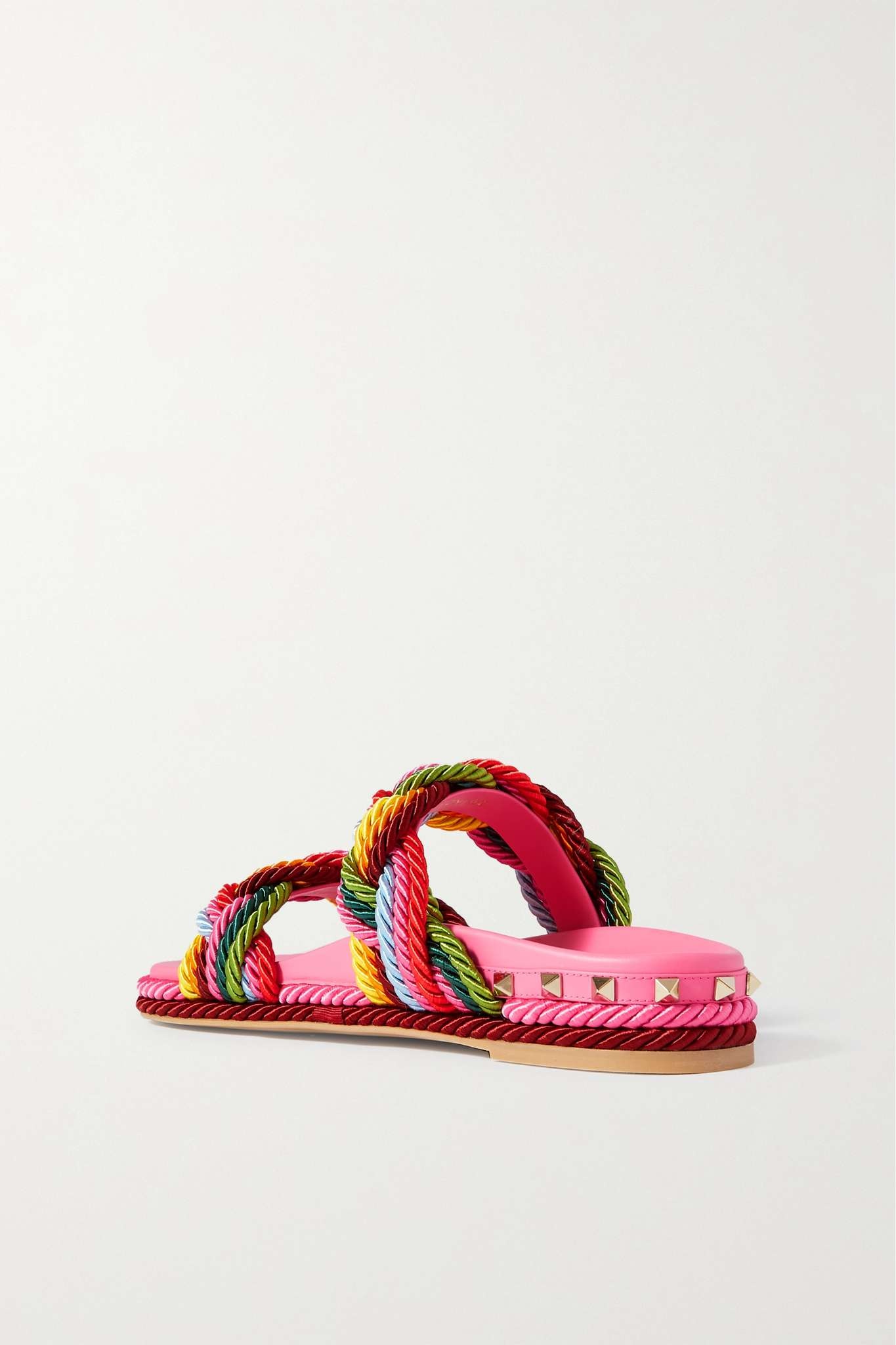 Valentino Garavani Rockstud Torchon braided rope slides - 3