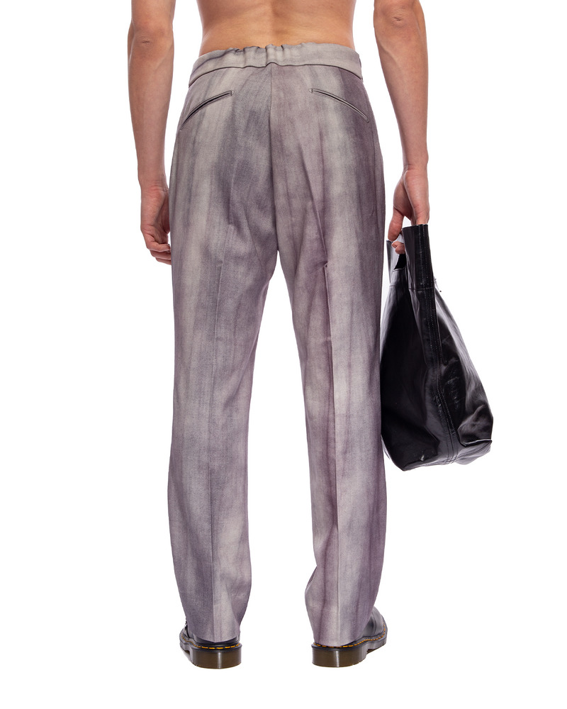 Side Tab Trouser Wool Gabardine Uneven Dye - 3