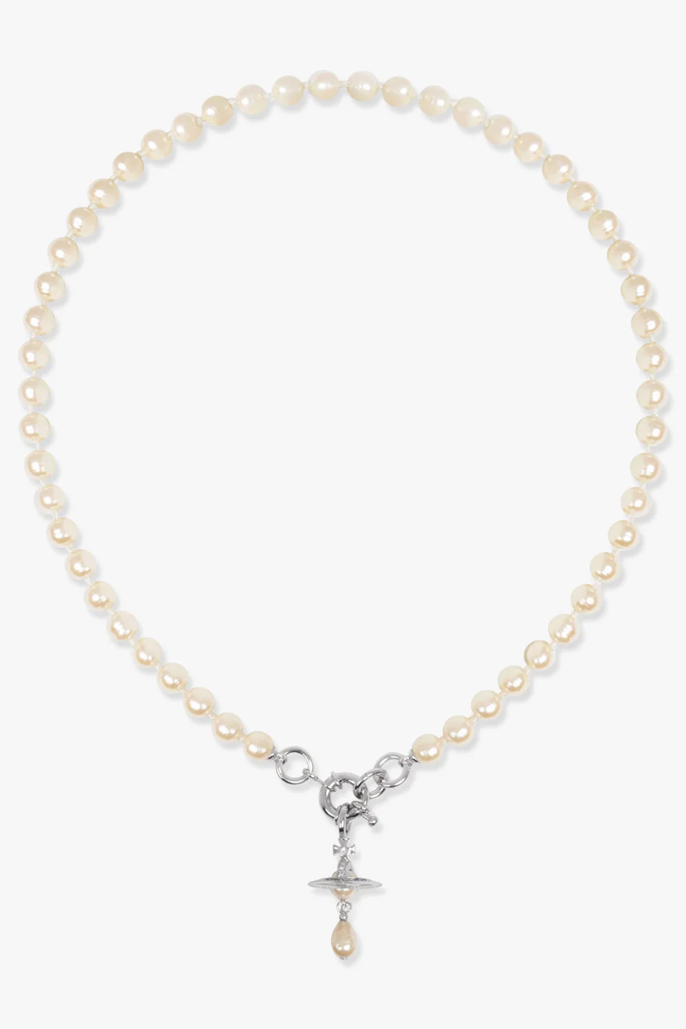ALEKSA PEARL NECKLACE | WHITE/SILVER - 1