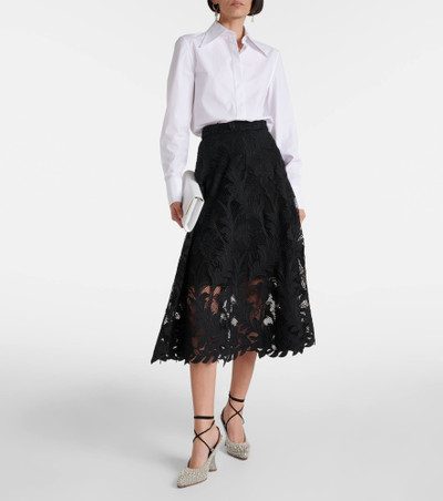 Oscar de la Renta Floral guipure lace midi skirt outlook