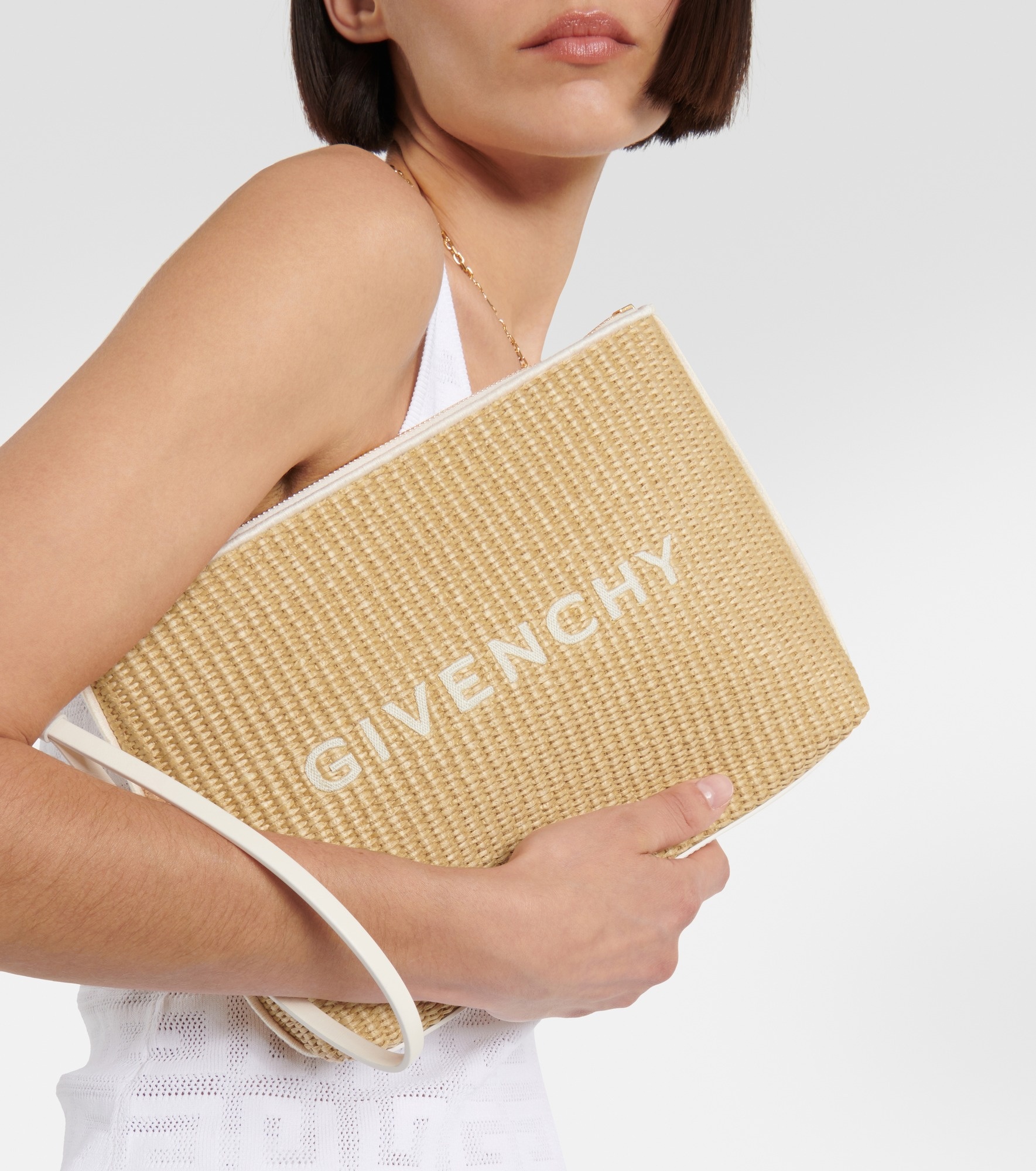 Logo raffia clutch - 2