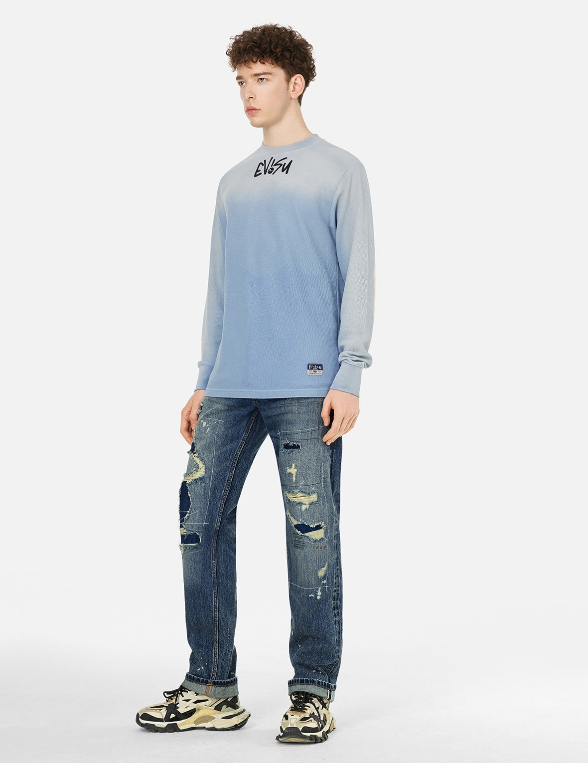 Deconstructed Inserted Seagull Embroidery Regular Fit Jeans #2000 - 2