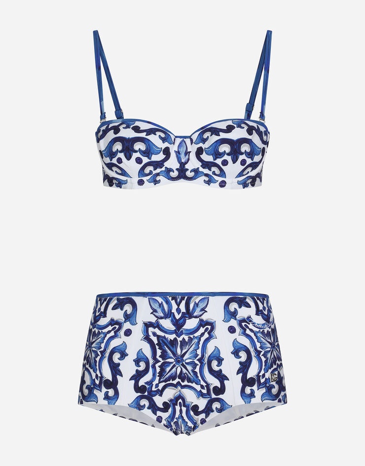Majolica-print balconette bikini - 1