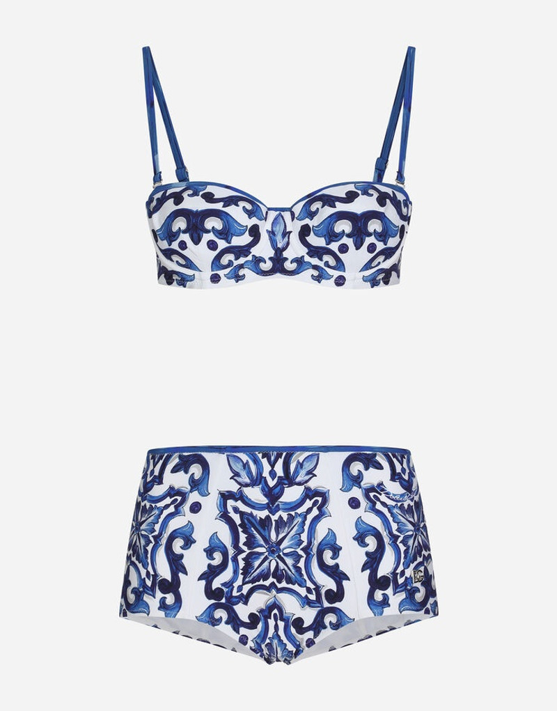 Majolica-print balconette bikini 1