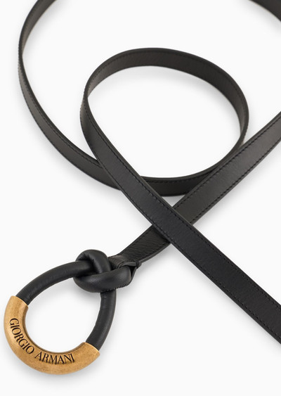 GIORGIO ARMANI ASV slim leather belt with knot detail outlook