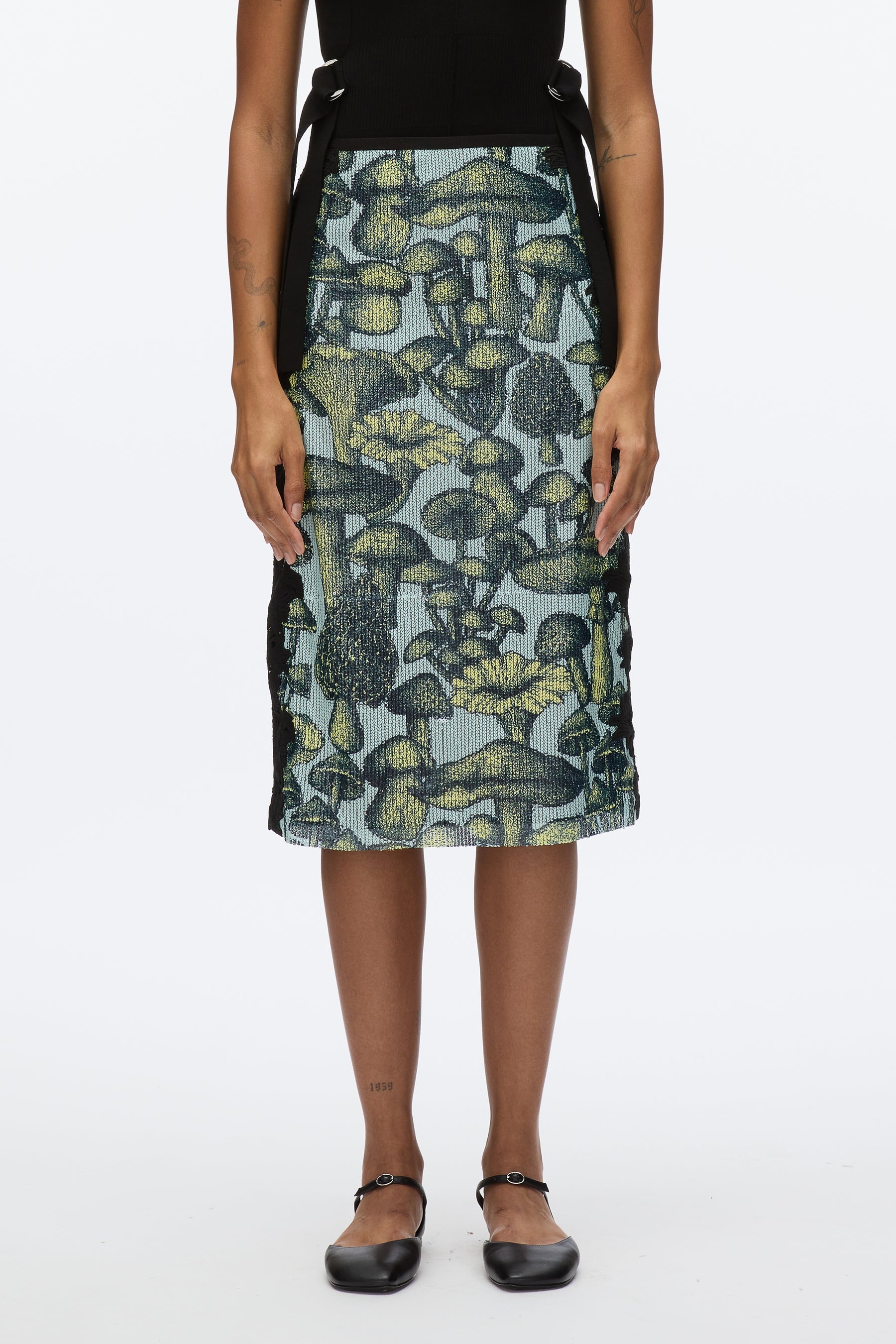 Ethereal Mushroom Sequin Slip Skirt with Lace - 2