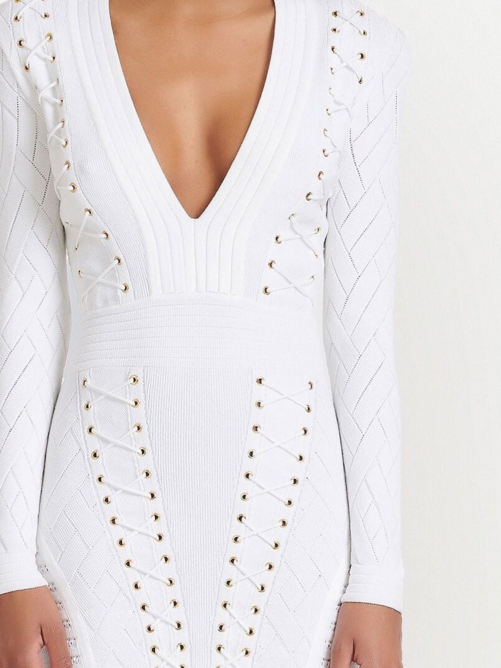 lace-up eyelet bodycon dress - 8