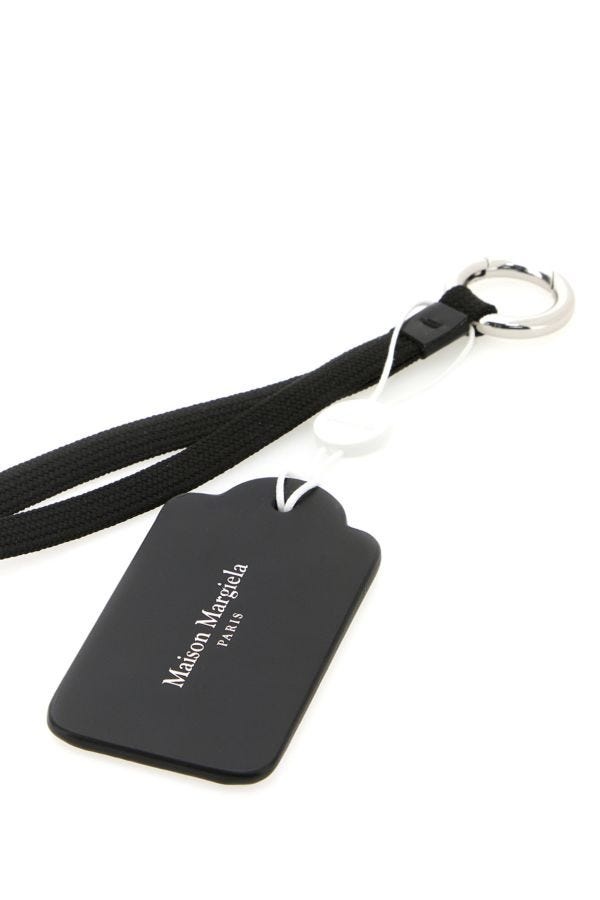 Maison Margiela Man Black Leather Key Ring - 3