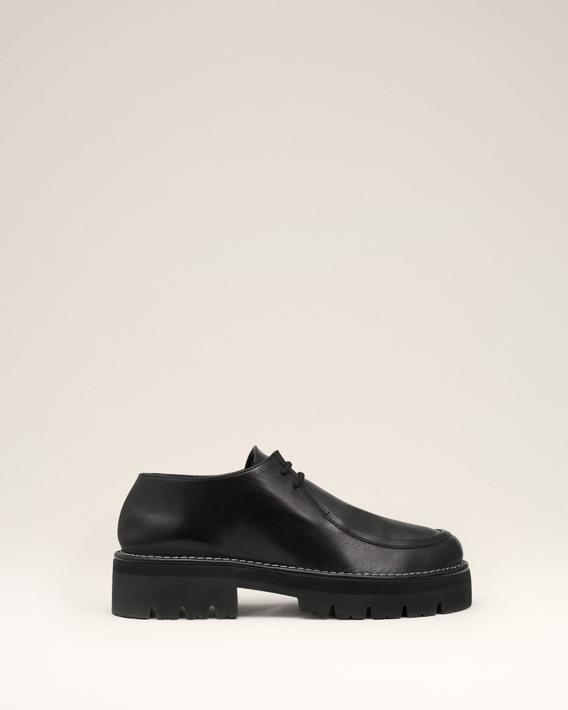 BLACK LEATHER ANATOMICAL TOE DERBIES 1