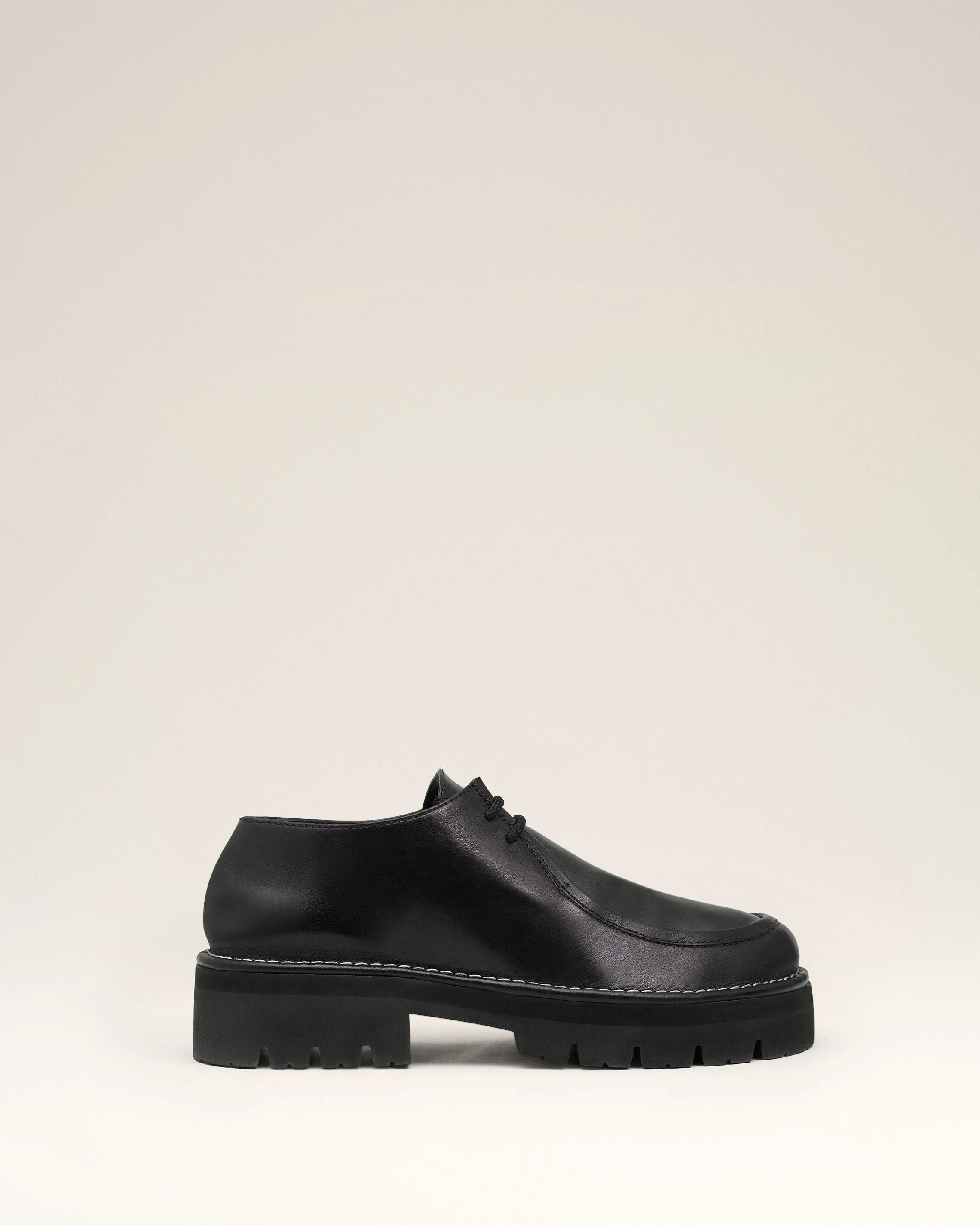 BLACK LEATHER ANATOMICAL TOE DERBIES - 1