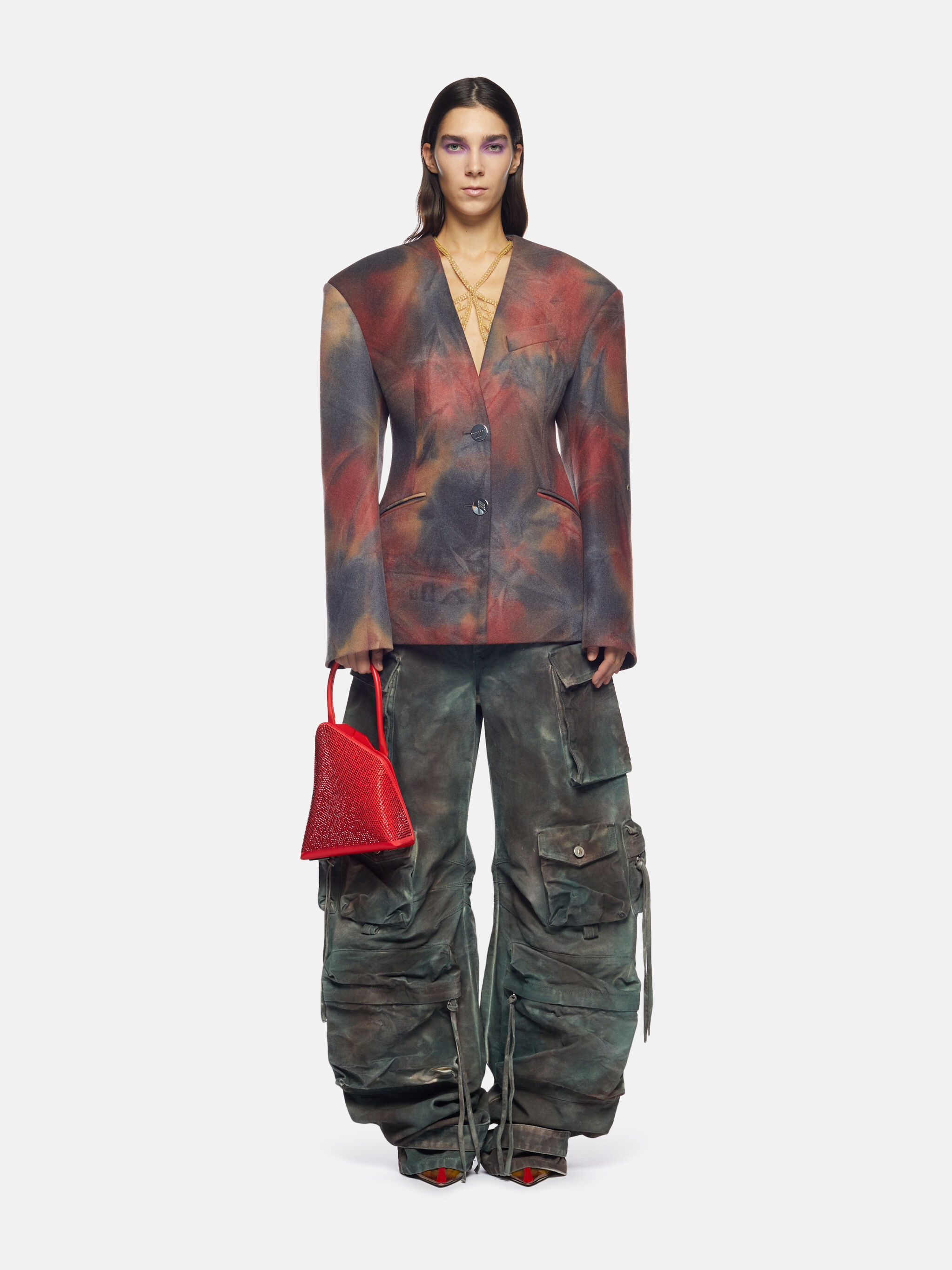 ''FERN'' STAINED GREEN CAMOUFLAGE LONG PANTS - 2