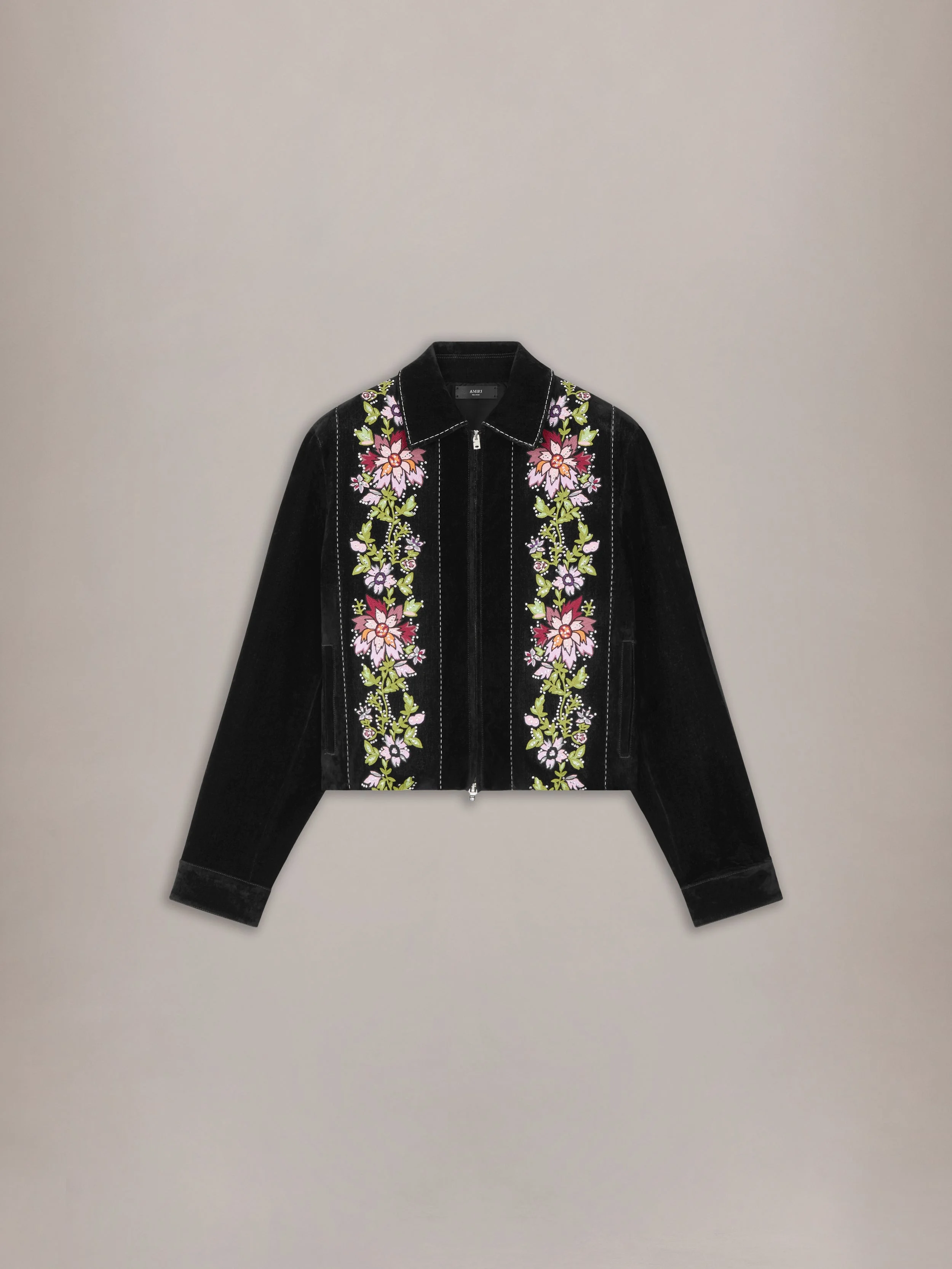FLORAL FLOCK EMBELLISHED BLOUSON - 1