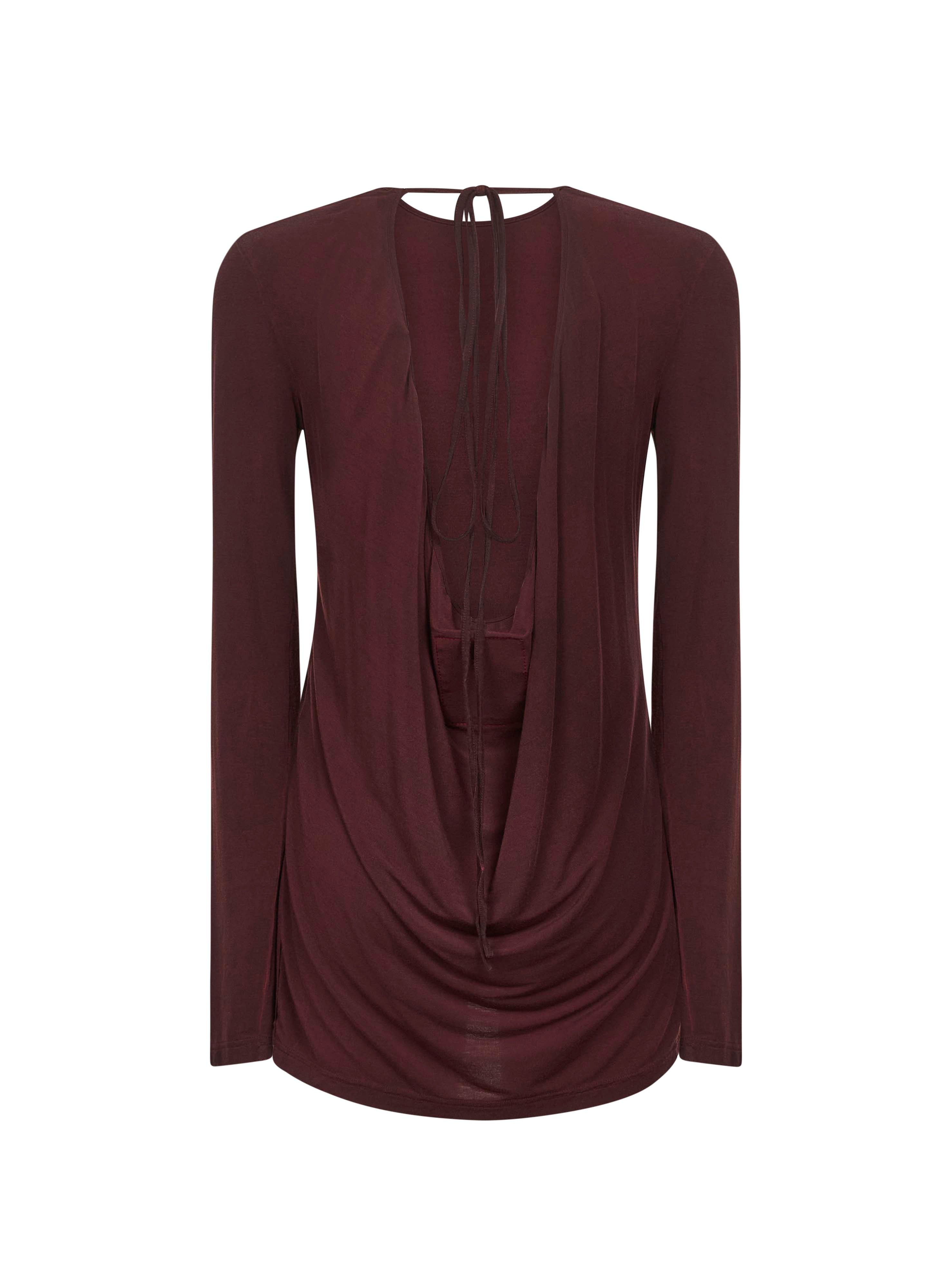 Dark red stretch jersey blouse - 2