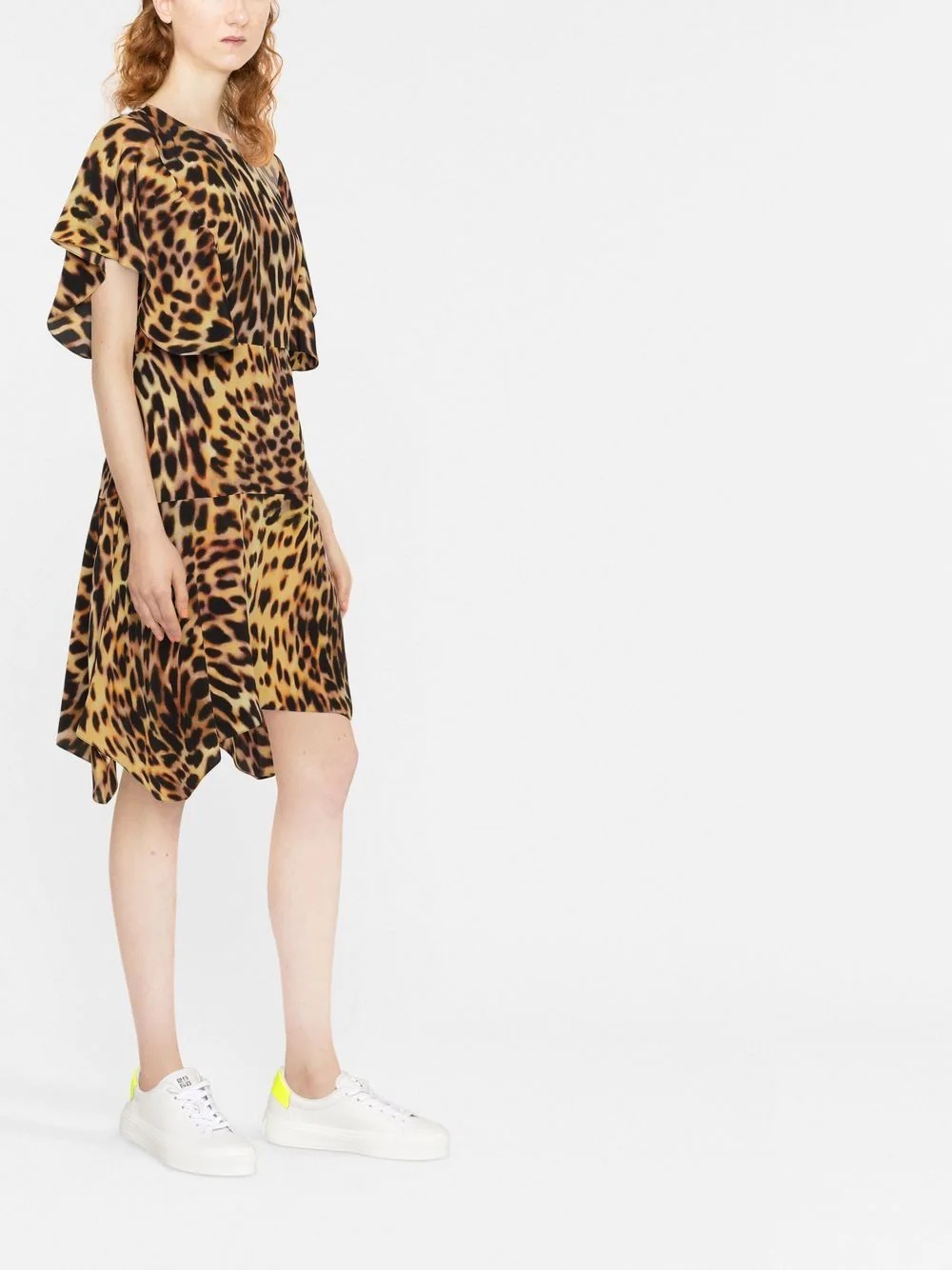leopard-print silk flounce dress - 3