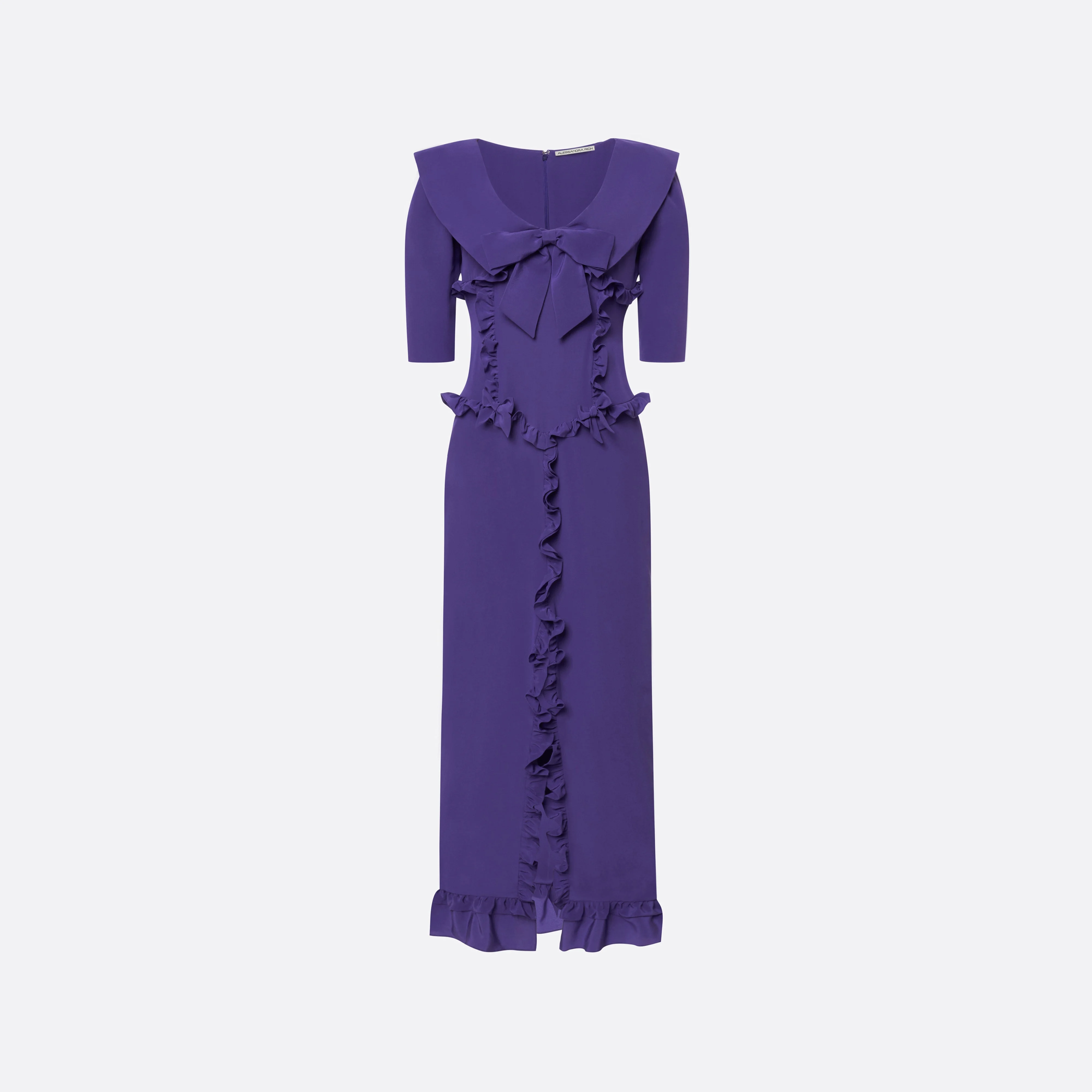 SILK MIDI DRESS WITH RUFFLES - 1