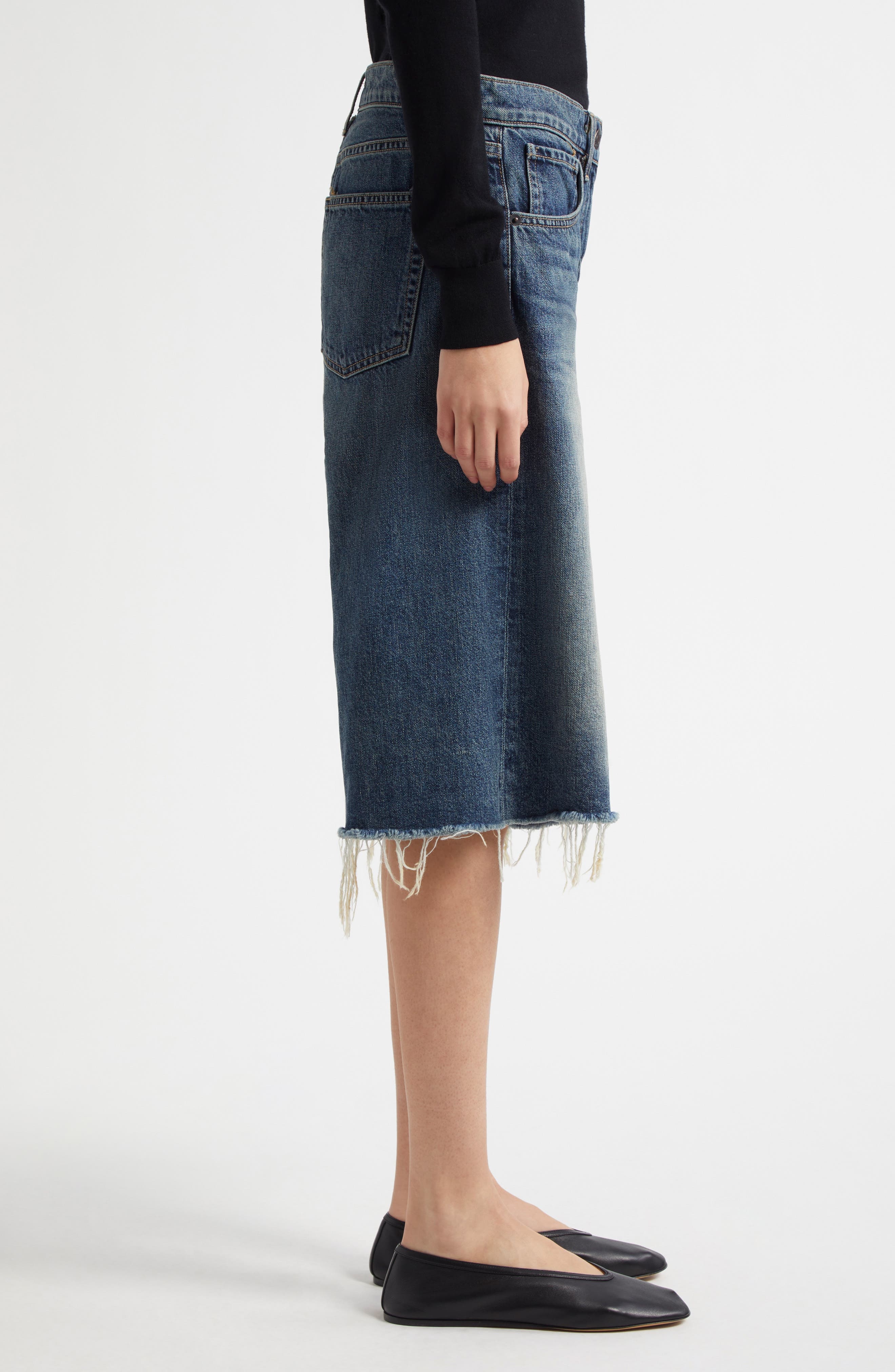 Nili Lotan Alona Frayed Denim Bermuda Shorts in Simon Wash at Nordstrom - 4