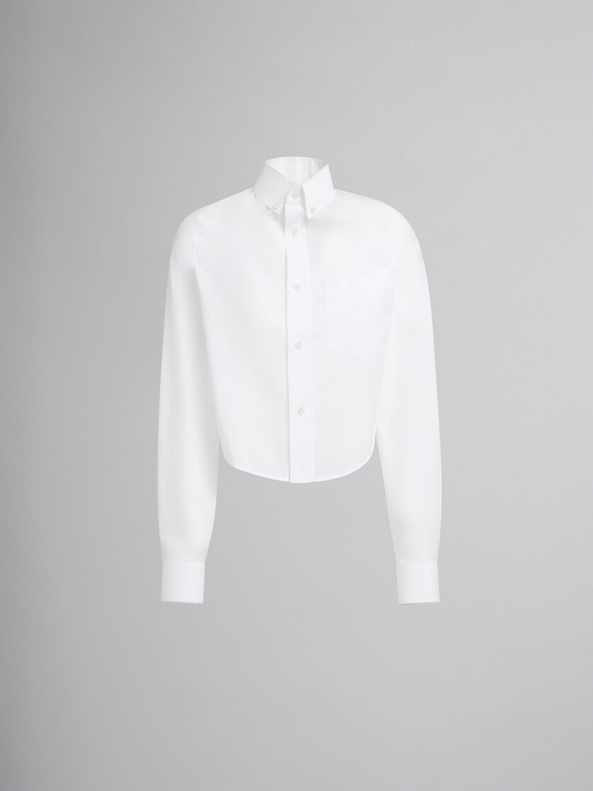 WHITE ORGANIC POPLIN CROPPED SHIRT - 1