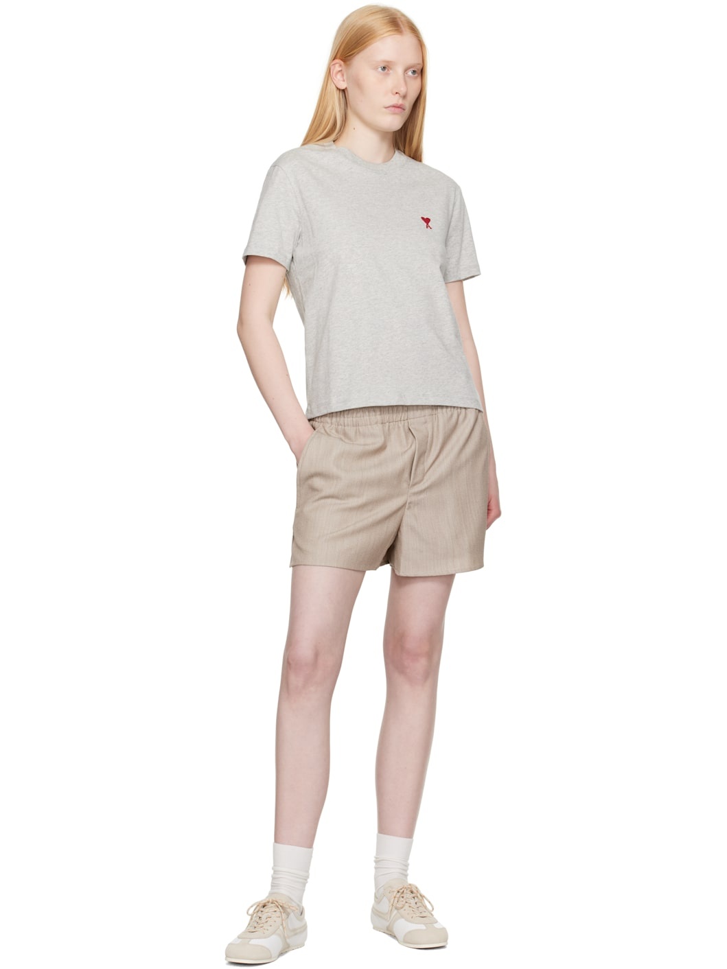 Gray Cotton Ami de Coeur T-shirt - 4