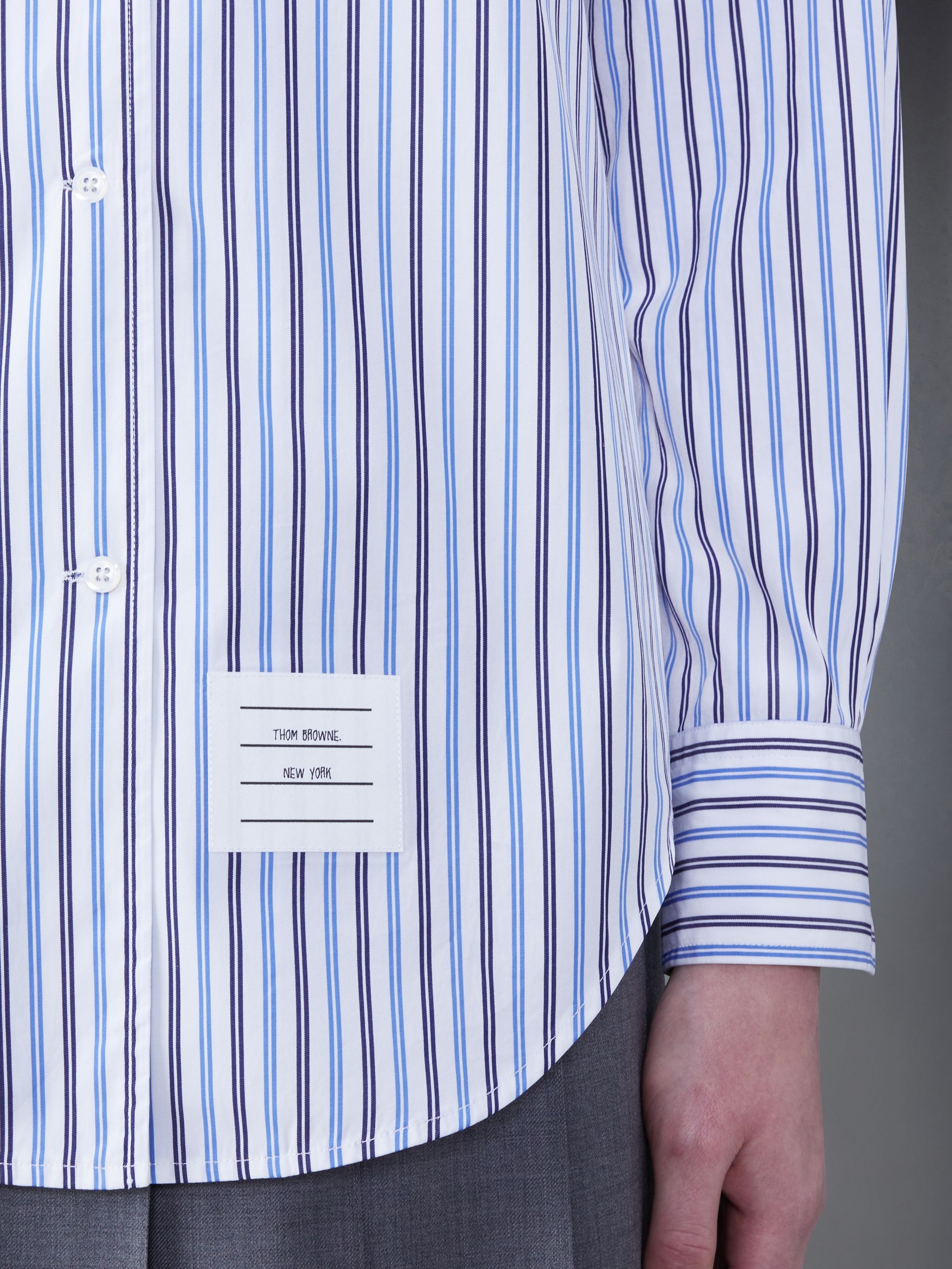Stripe Poplin Lapel Collar Shirt - 4